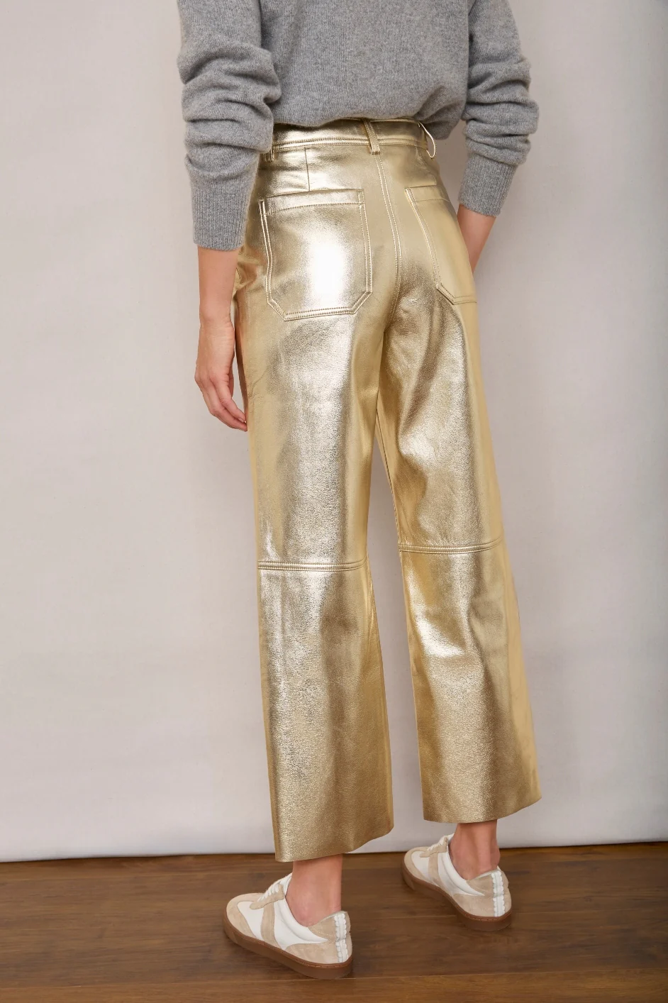 Jules Faux Leather Trousers - Gold - Image 5
