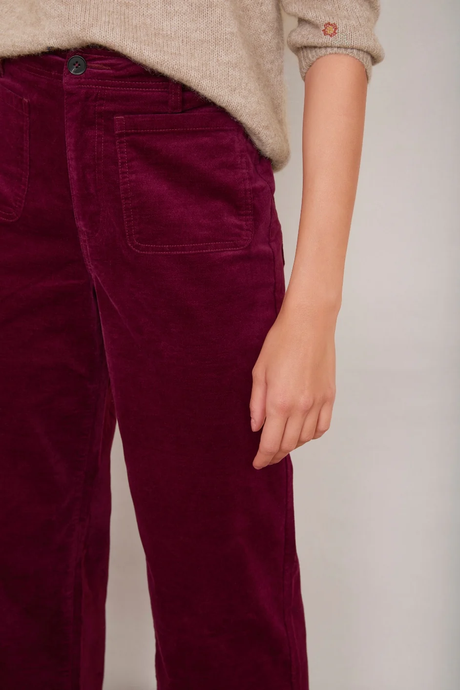Jules Velvet Trouser - Raspberry - Image 4
