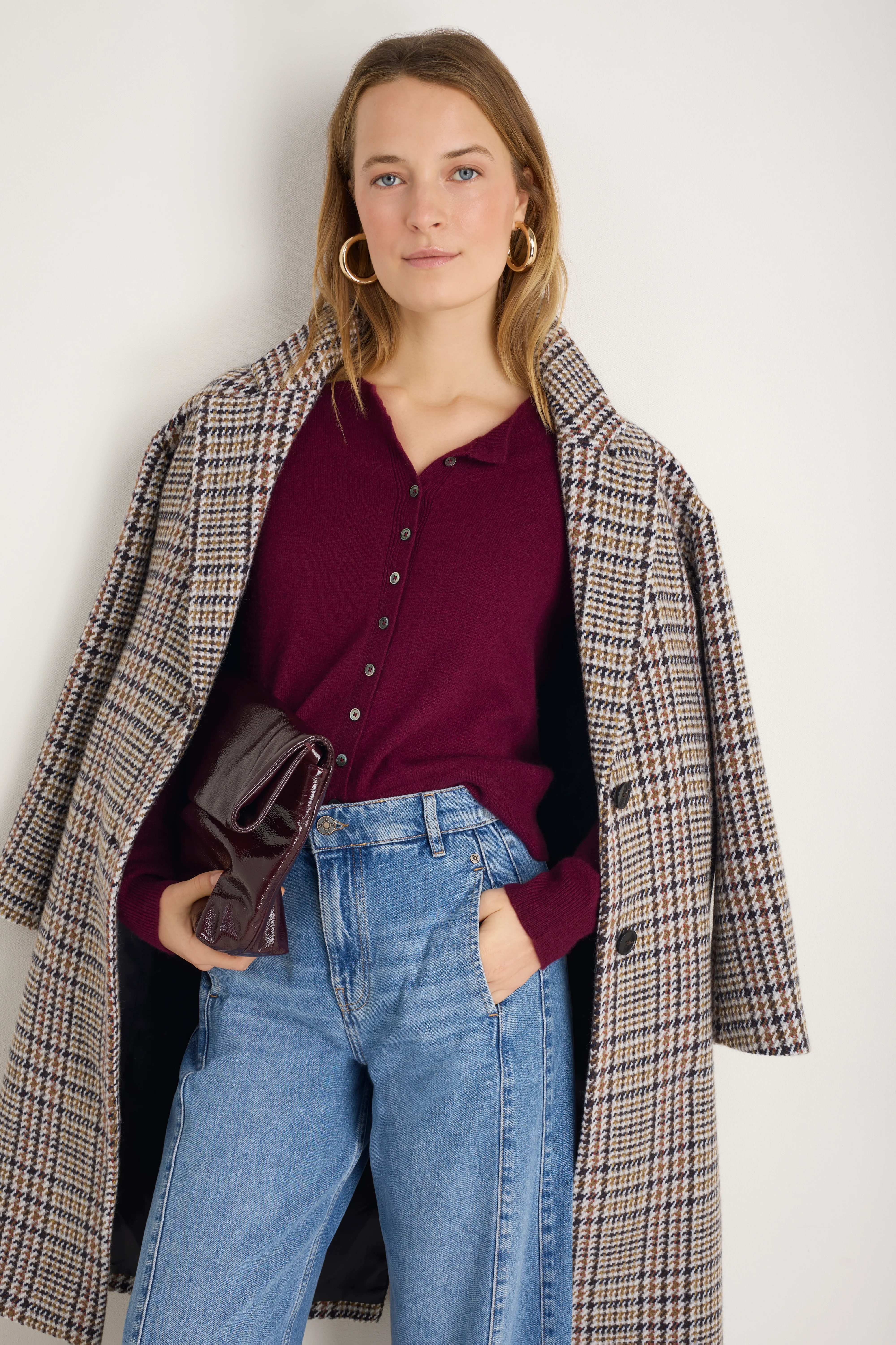 Katie Cashmere Cardigan - Deep Fig - Image 4