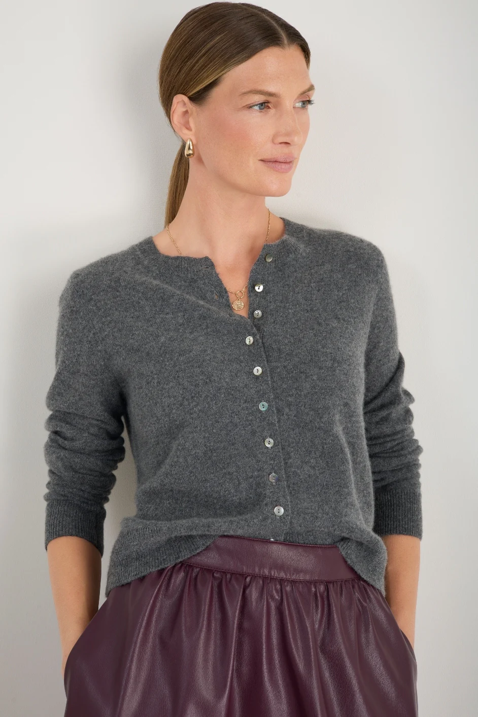 Katie Cashmere Cardigan - Grey Marl - Image 4