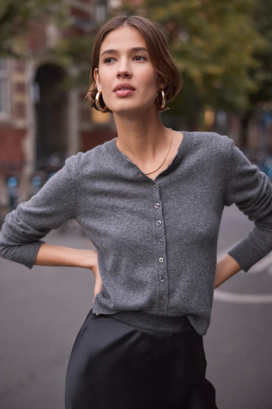 Katie Cashmere Cardigan - Grey Marl - Image 6
