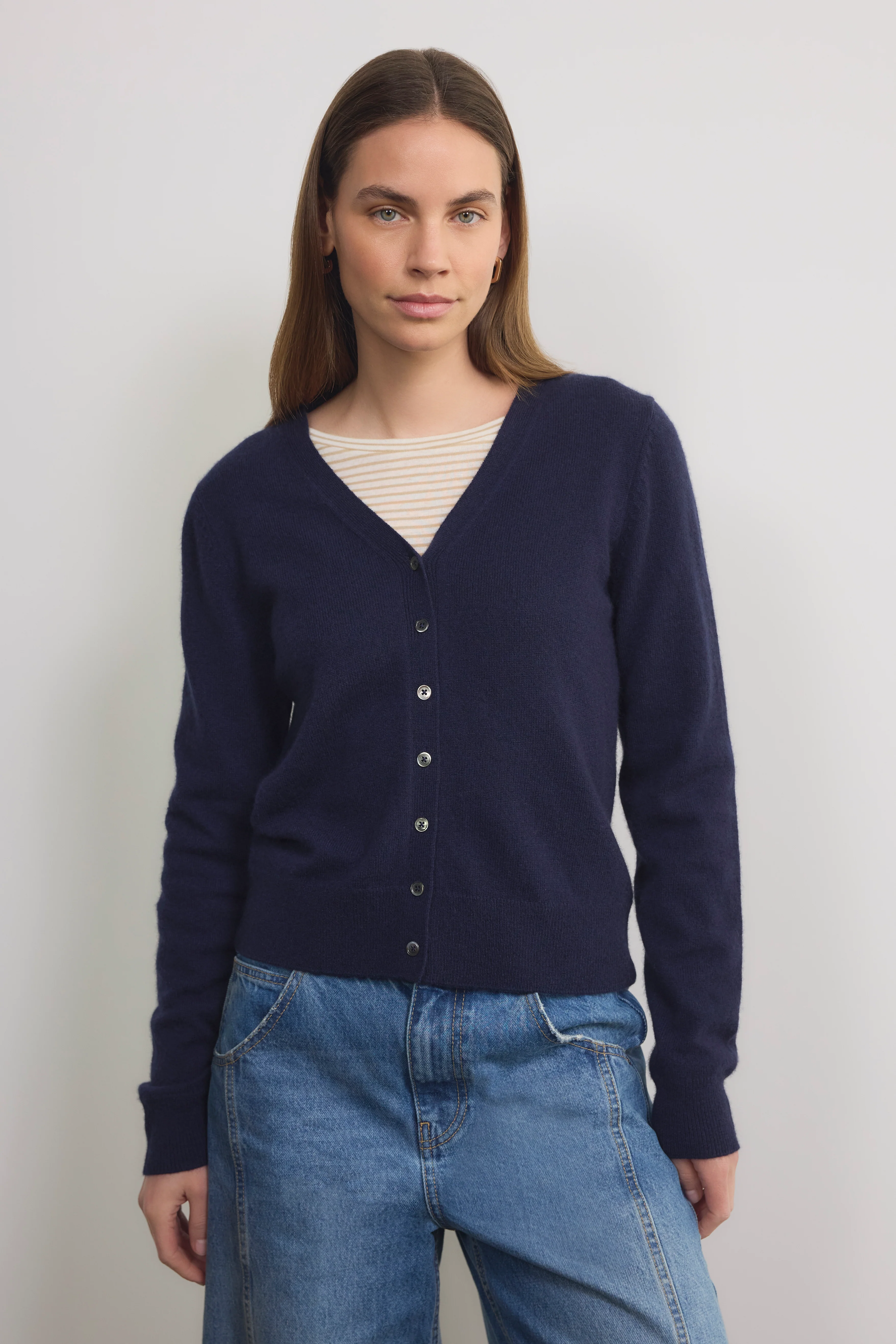 Katie Cashmere V-Neck Cardigan - Midnight - Image 3
