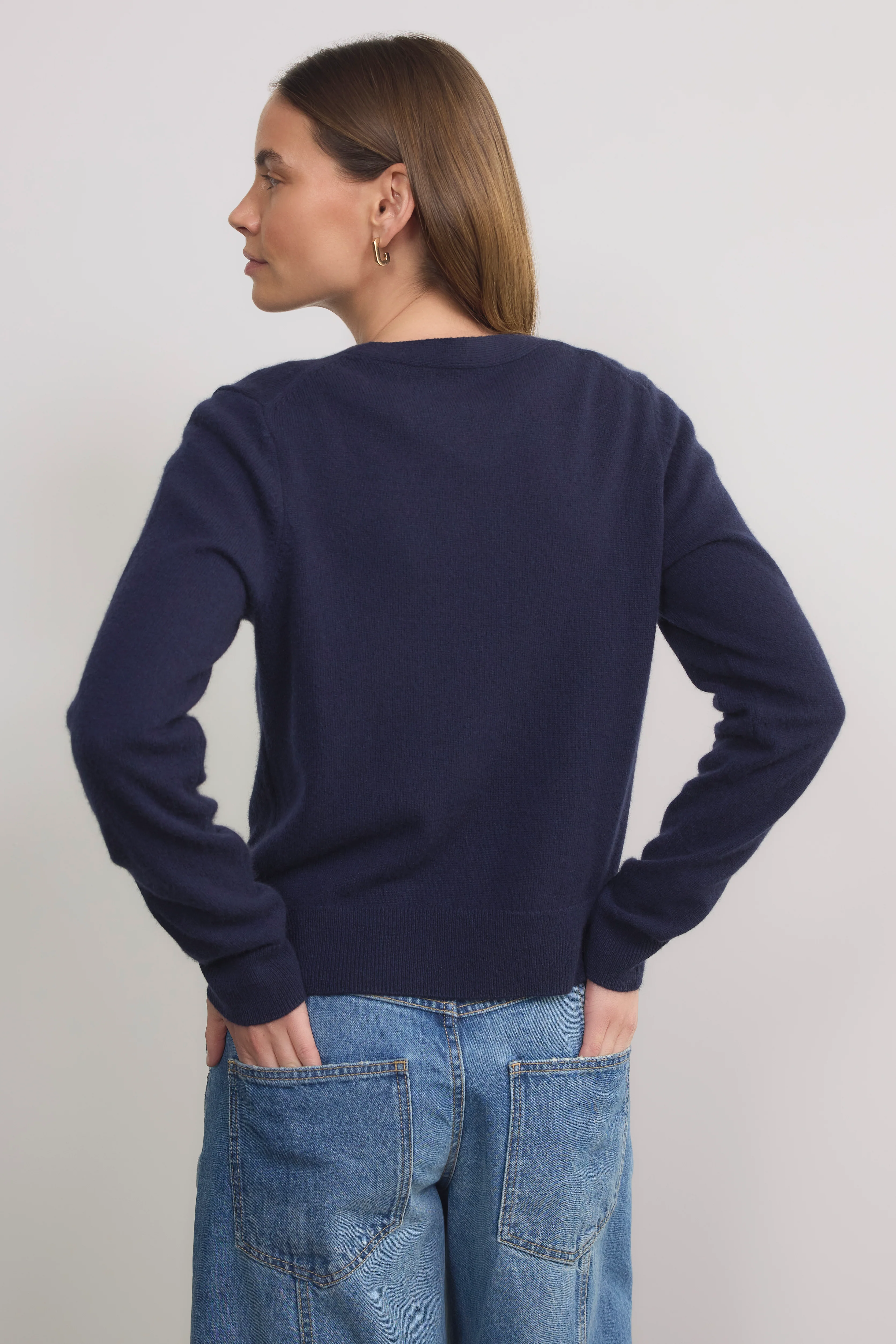Katie Cashmere V-Neck Cardigan - Midnight - Image 4