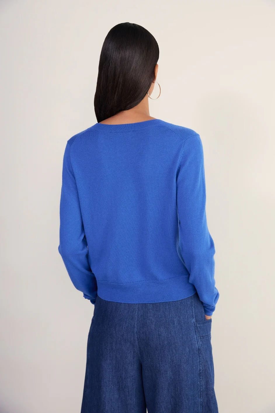 Katie Wool Cotton Cardigan - Soft Cobalt - Image 4