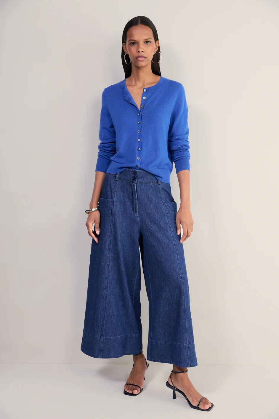 Katie Wool Cotton Cardigan - Soft Cobalt - Image 5