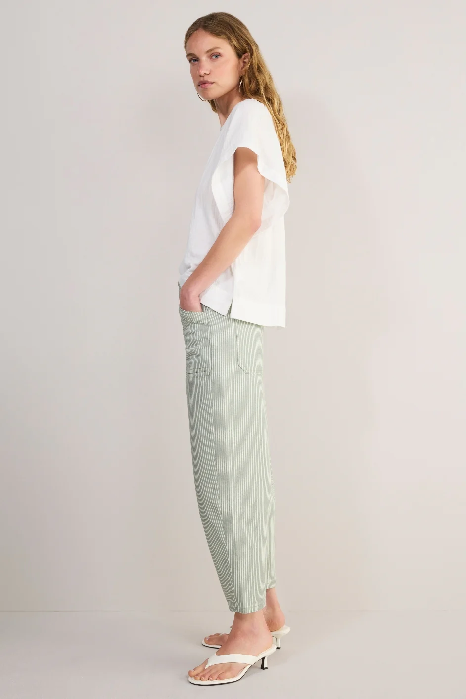 Kaya Cargo Barrel Jean - Olive Stripe - Image 5