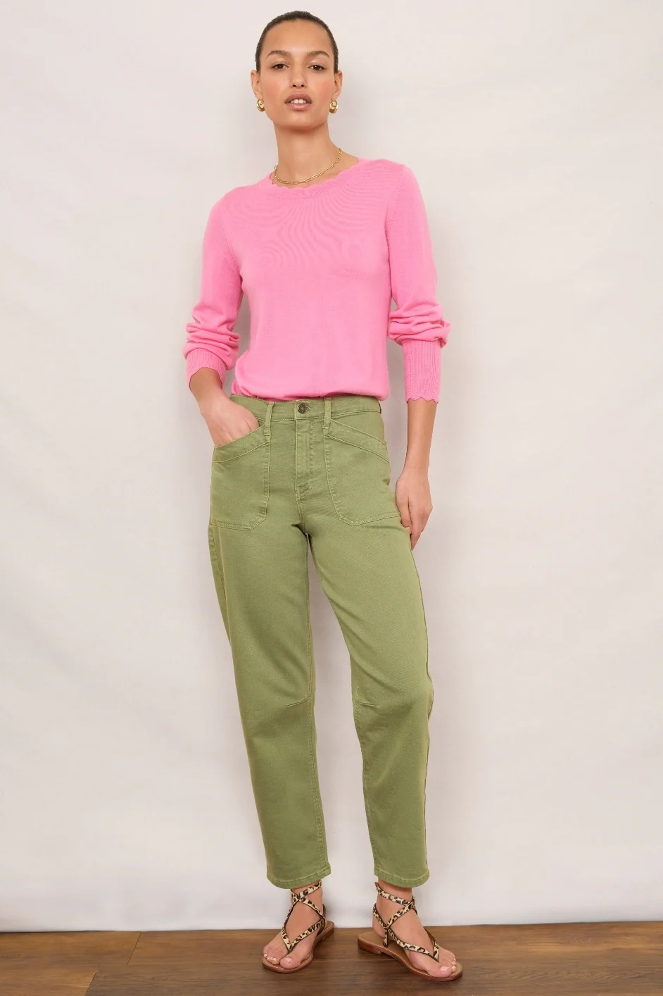Kaya Cargo Barrel Jean - Olive Green - Image 2
