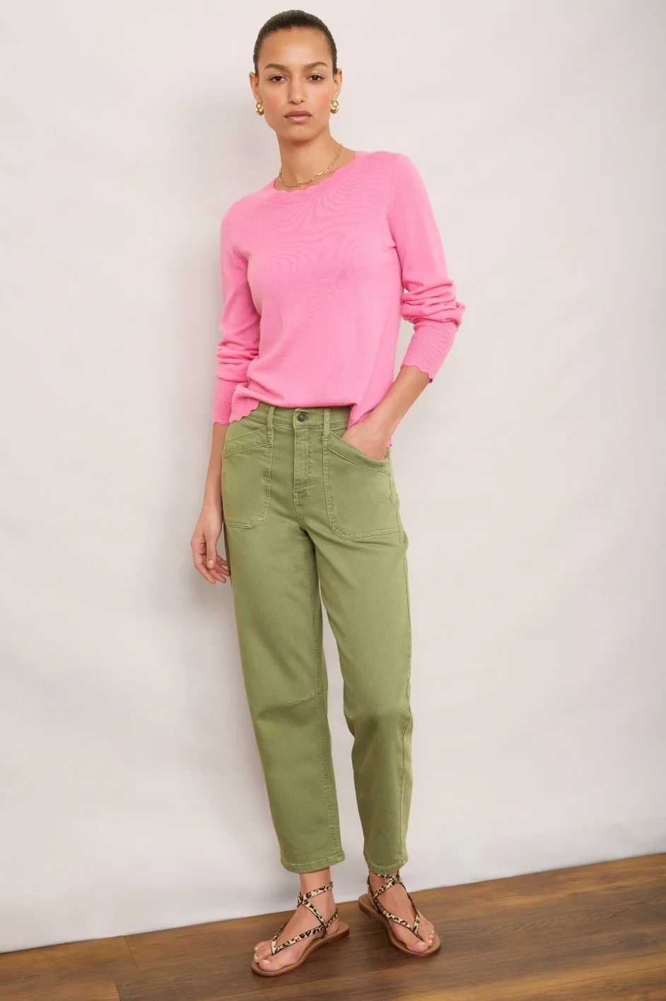 Kaya Cargo Barrel Jean - Olive Green - Image 3
