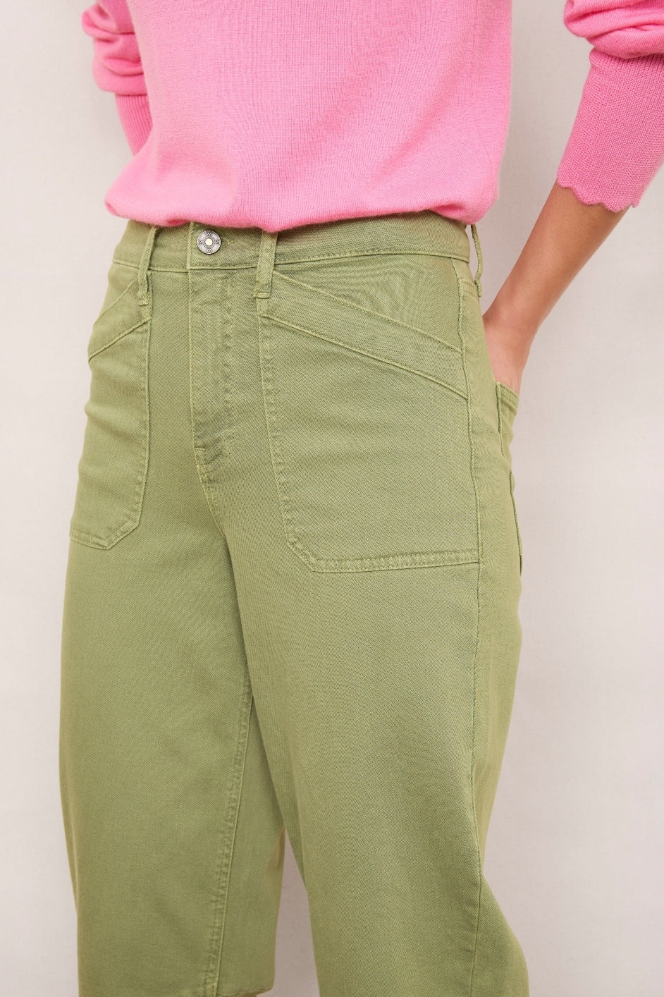 Kaya Cargo Barrel Jean - Olive Green - Image 4