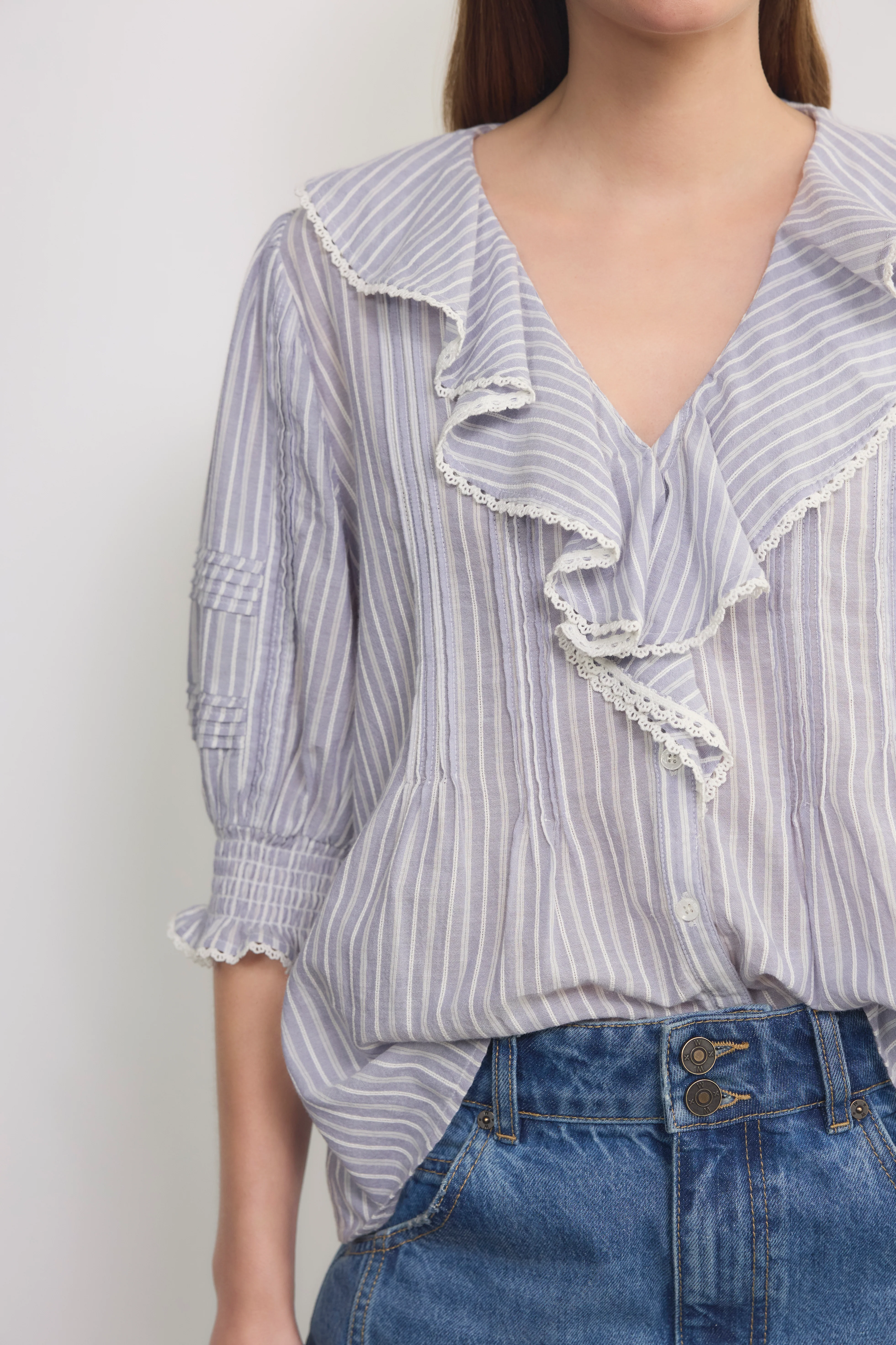 Kiera Blouse - Misty Blue/Ivory Stripe - Image 3