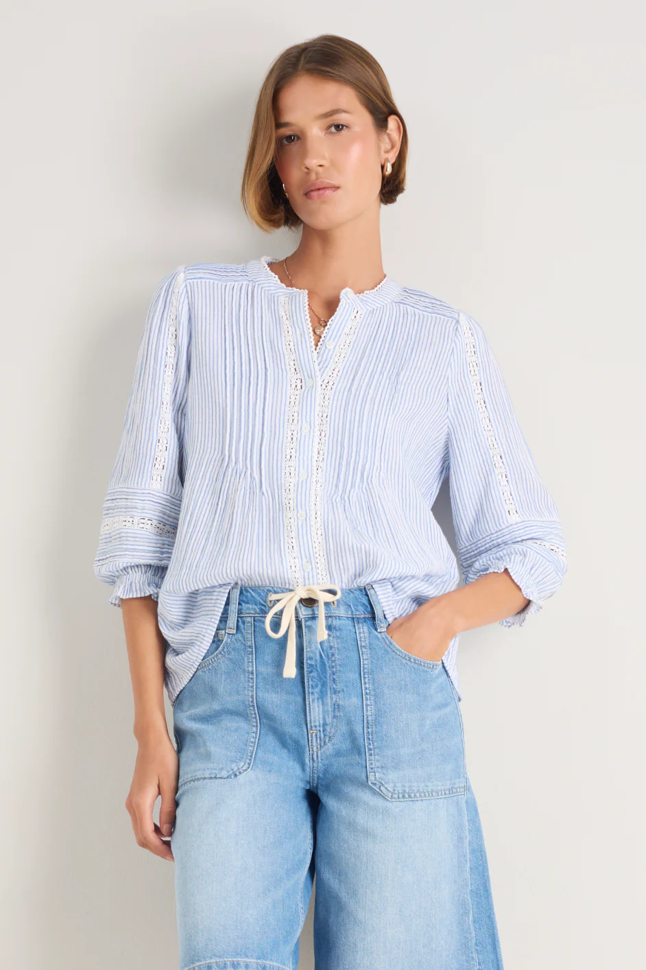 Kiki Blouse - Sky Blue/White Stripe - Image 3