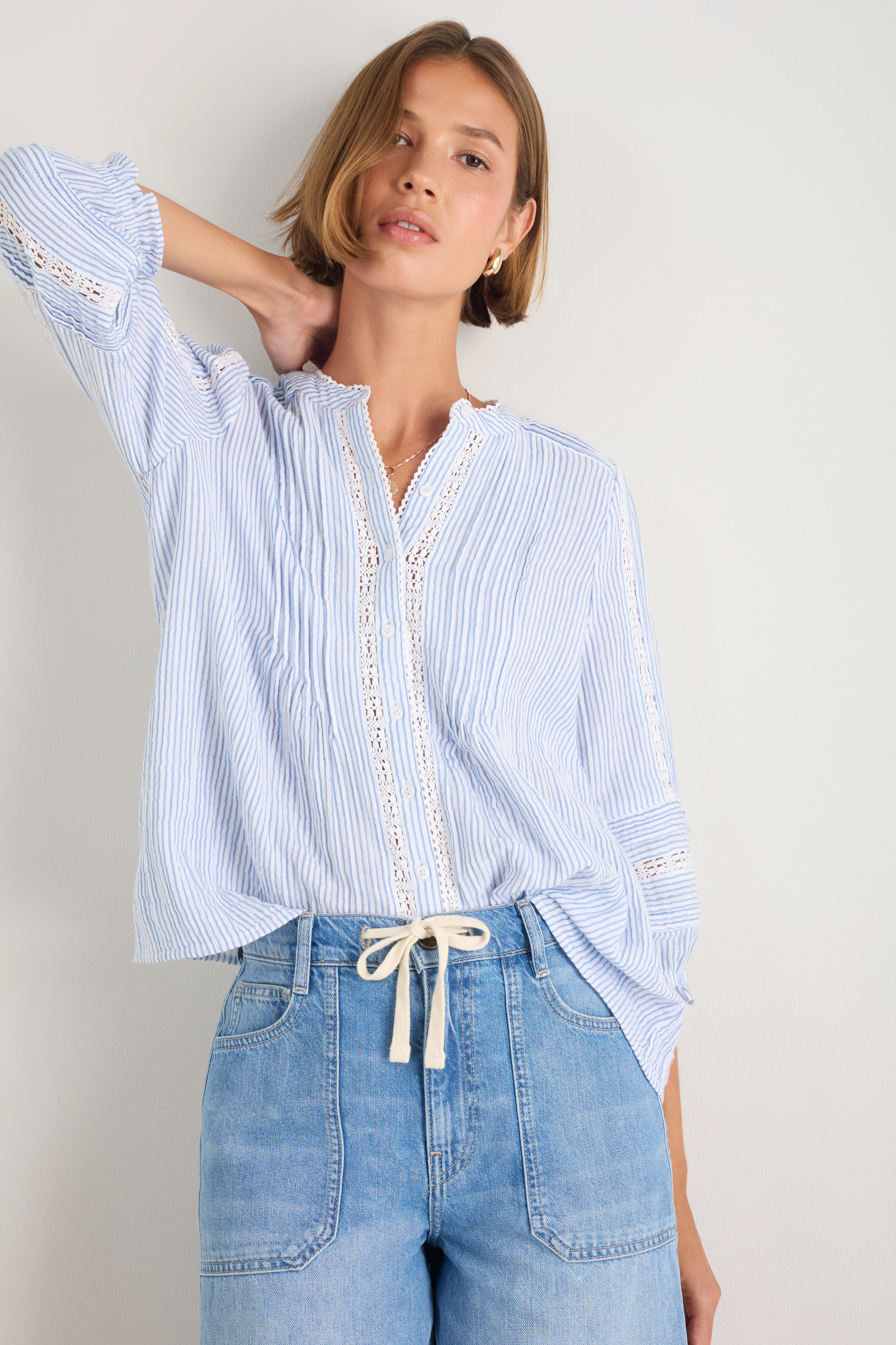 Kiki Blouse - Sky Blue/White Stripe - Image 5