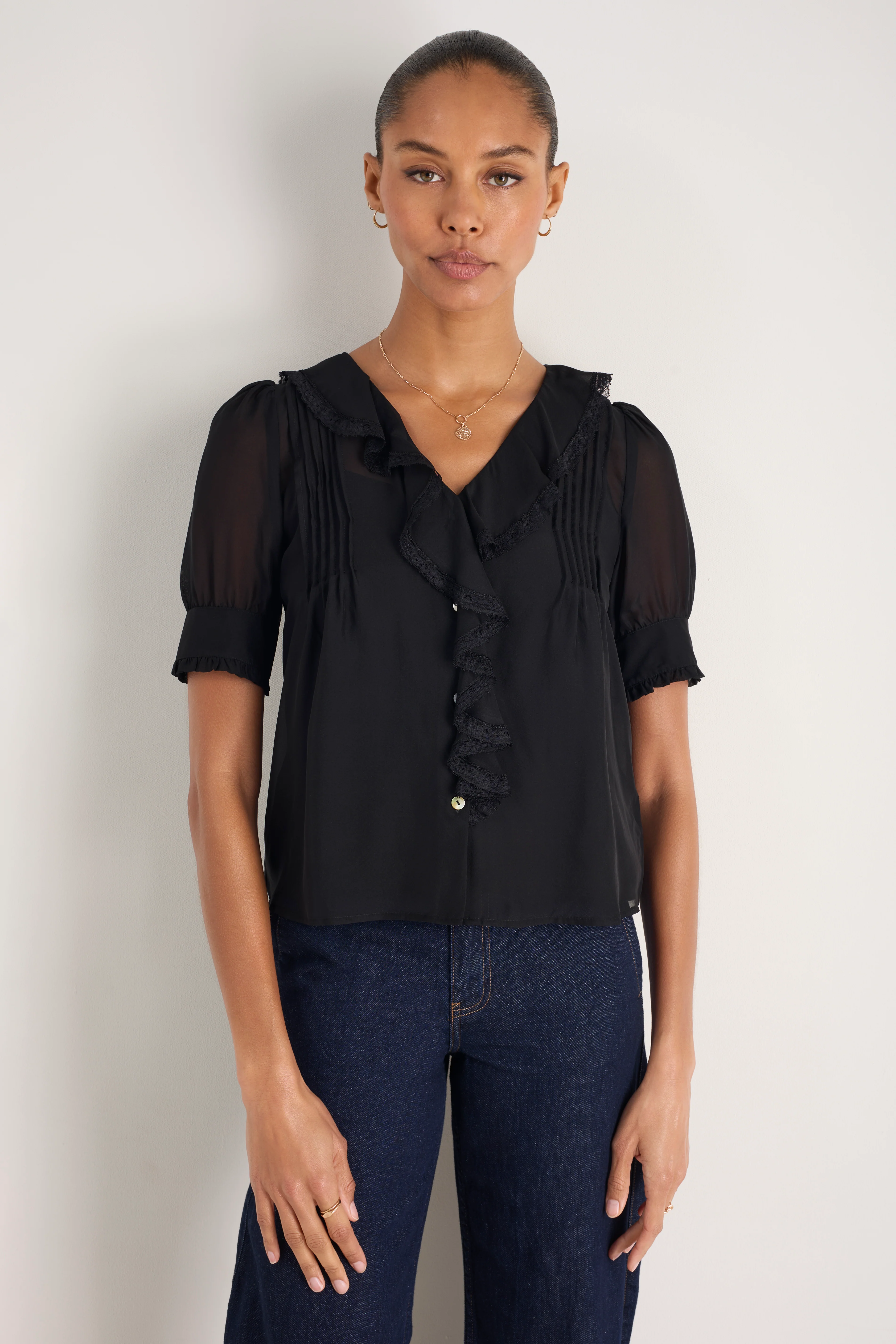 Laurent Silk Blouse - Black - Image 3