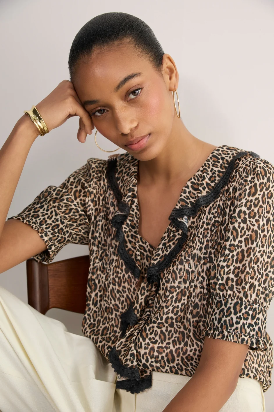 Laurent Silk Blouse - Leopard - Image 3