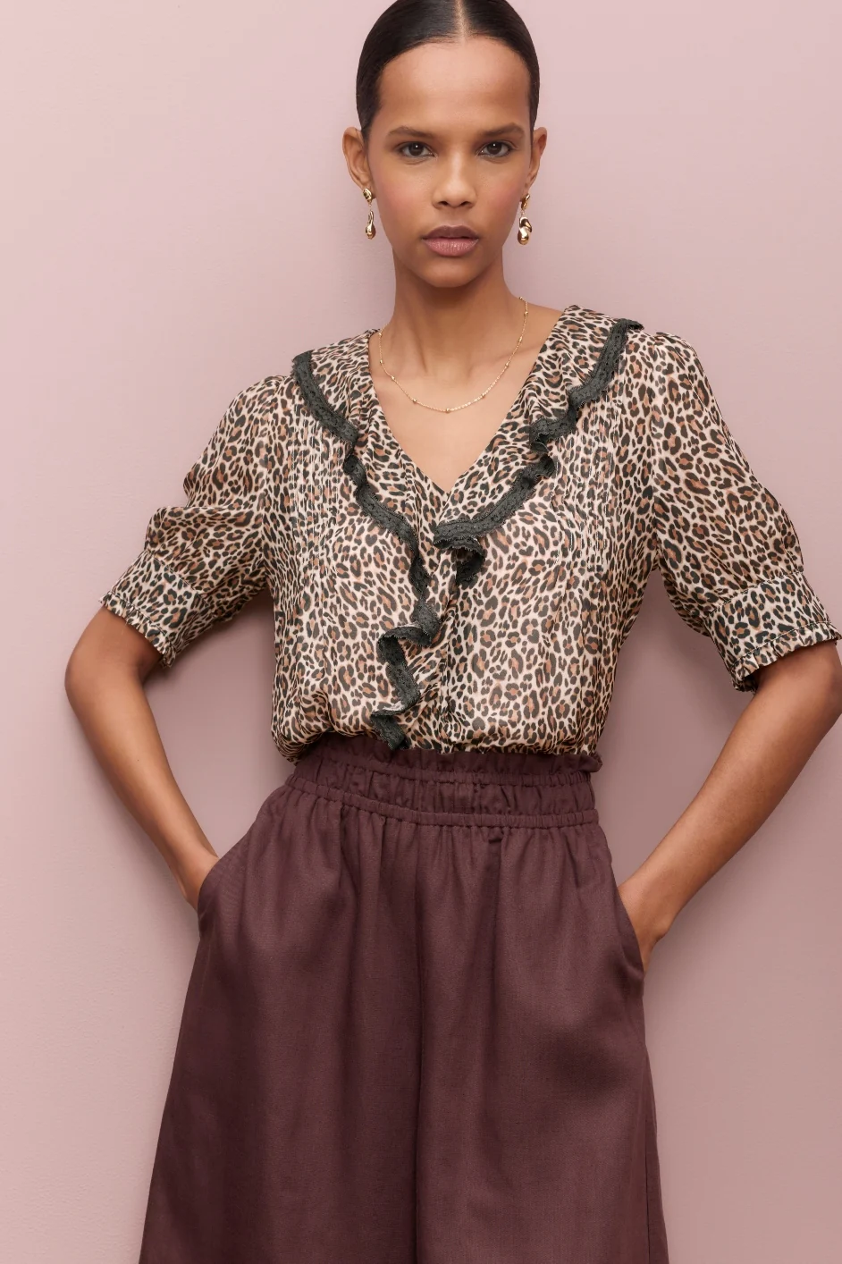 Laurent Silk Blouse - Leopard - Image 6