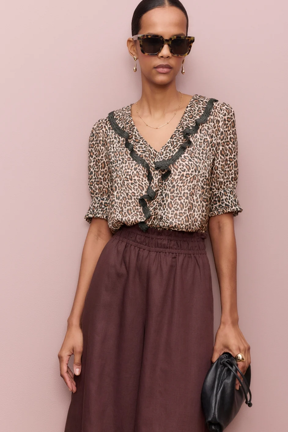 Laurent Silk Blouse - Leopard - Image 9
