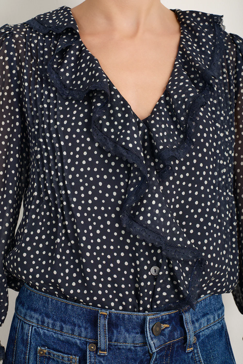 Laurent Silk Blouse - Midnight Spot - Image 2