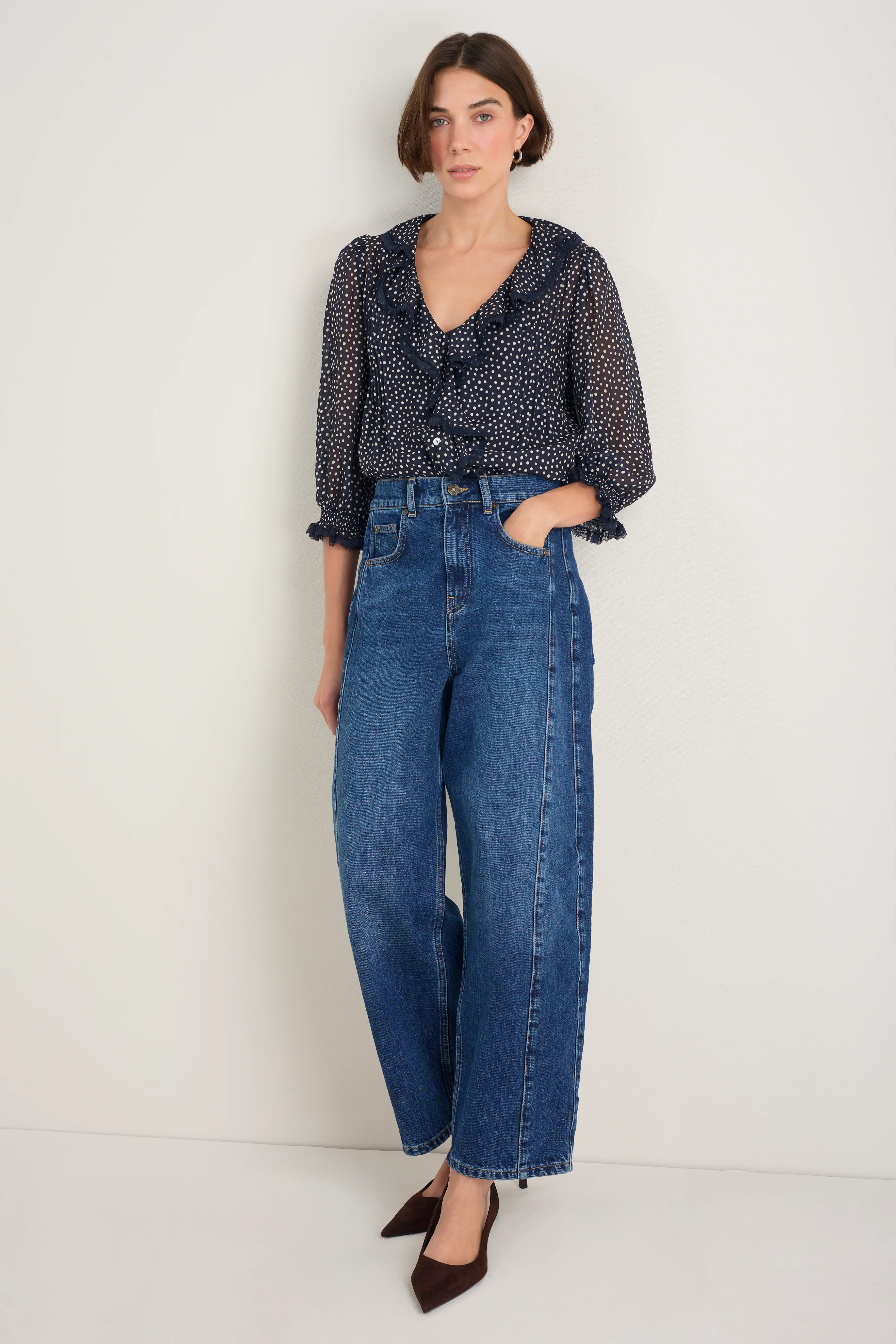 Laurent Silk Blouse - Midnight Spot - Image 4