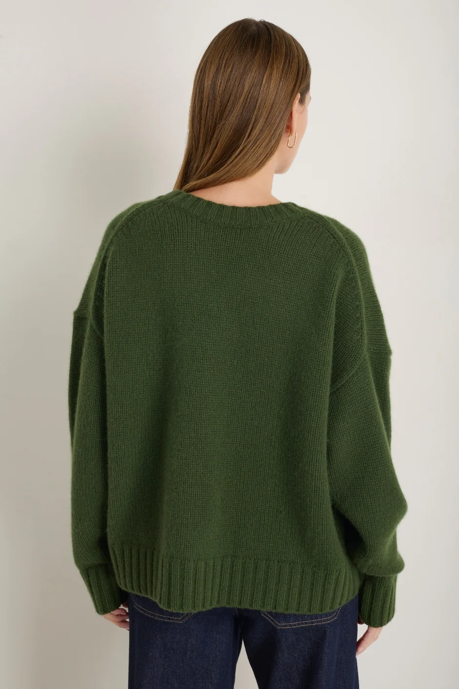 Liana Chunky Crew Neck Jumper - Olive Green - Image 5