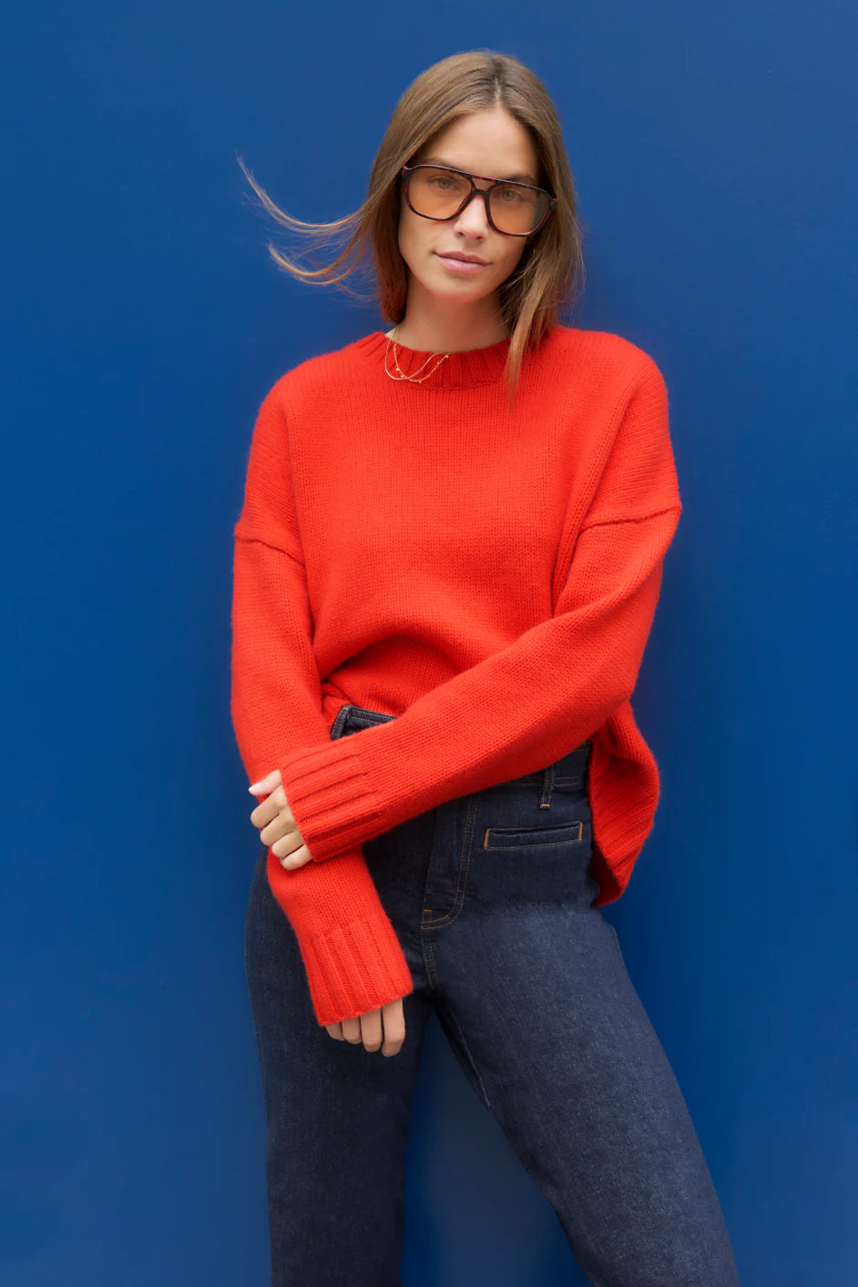 Liana Chunky Crew Neck Jumper - Paprika Orange - Image 3