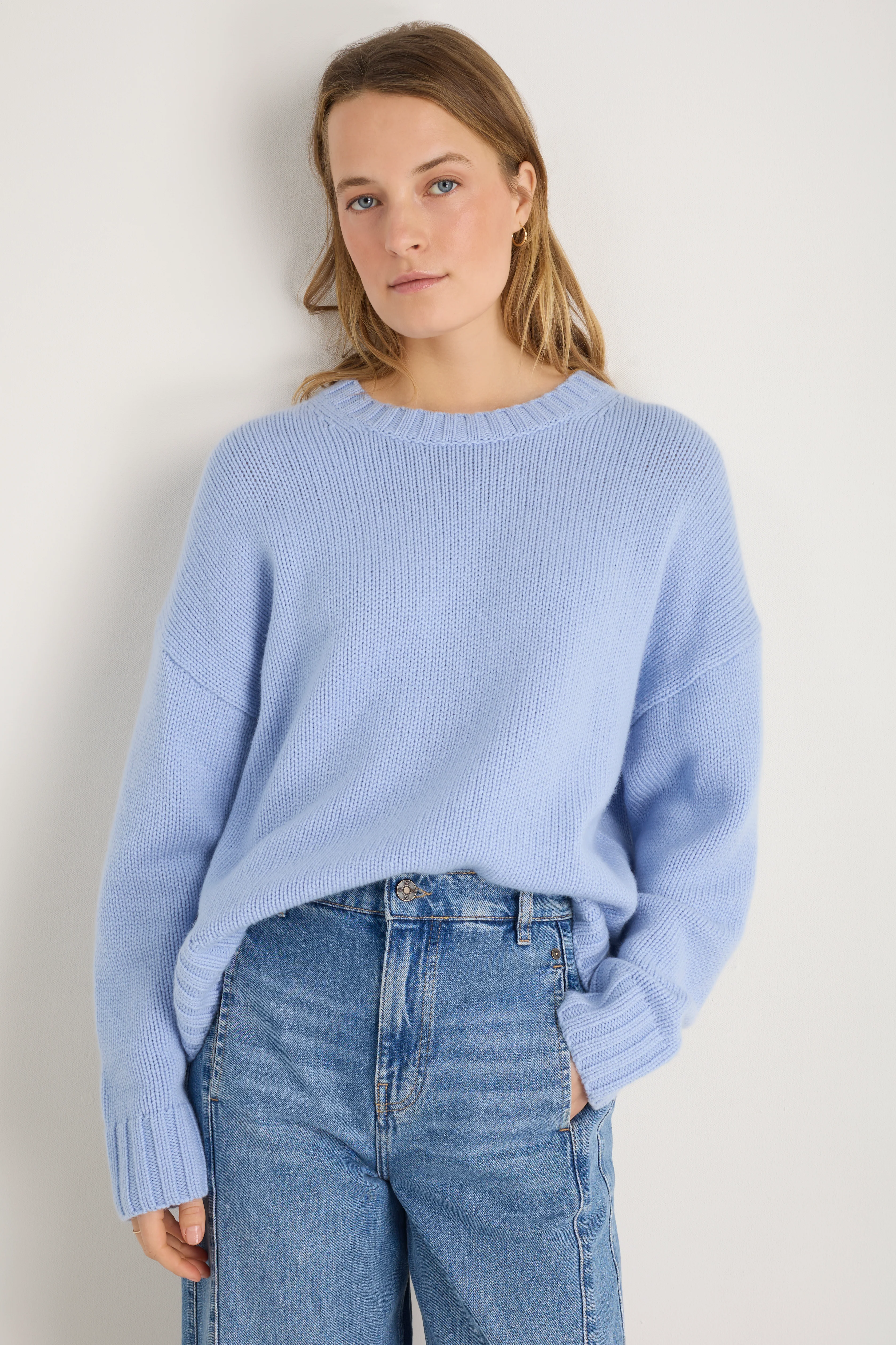 Liana Chunky Crew Neck Jumper - Sky Blue