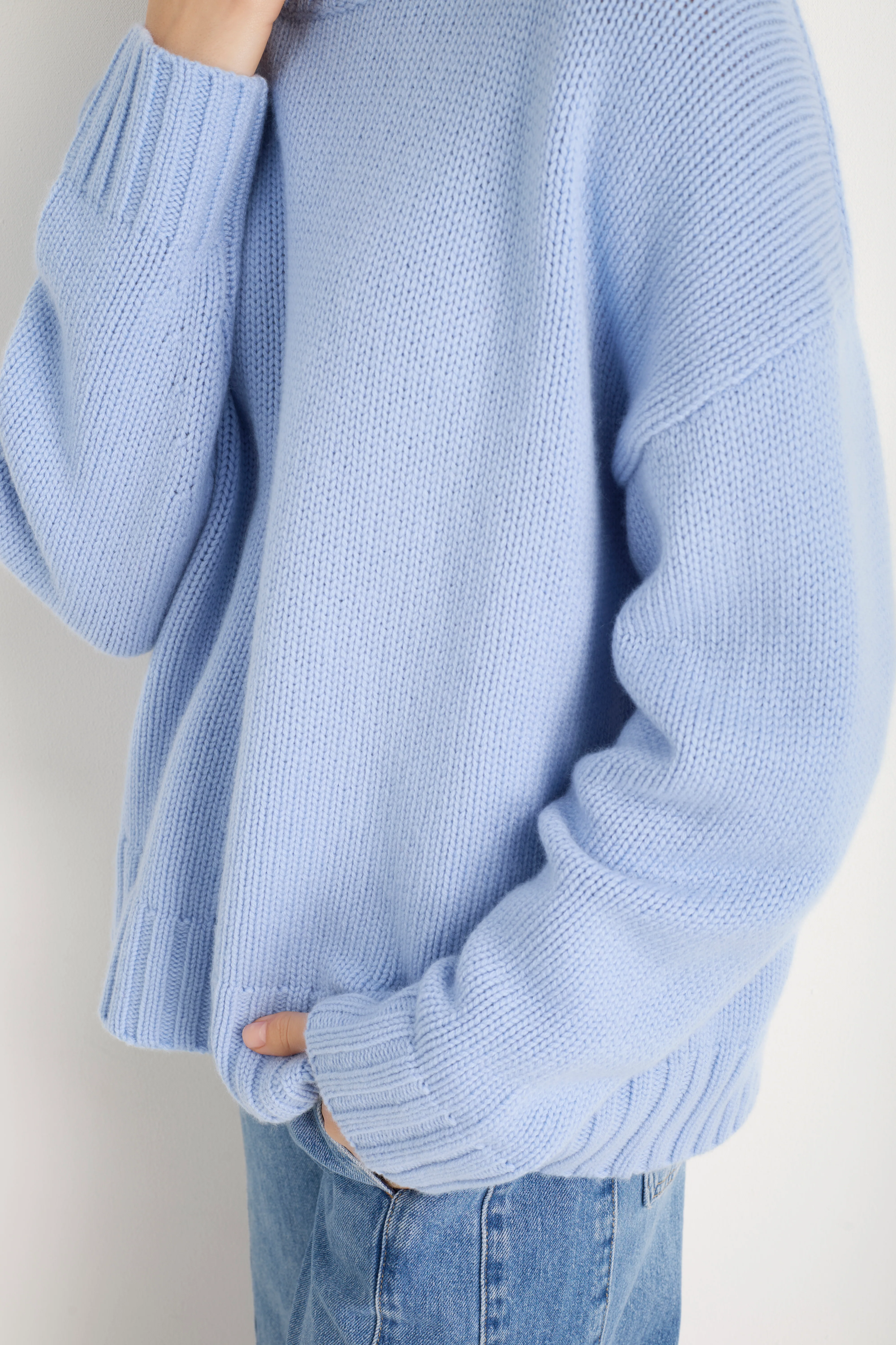 Liana Chunky Crew Neck Jumper - Sky Blue - Image 2