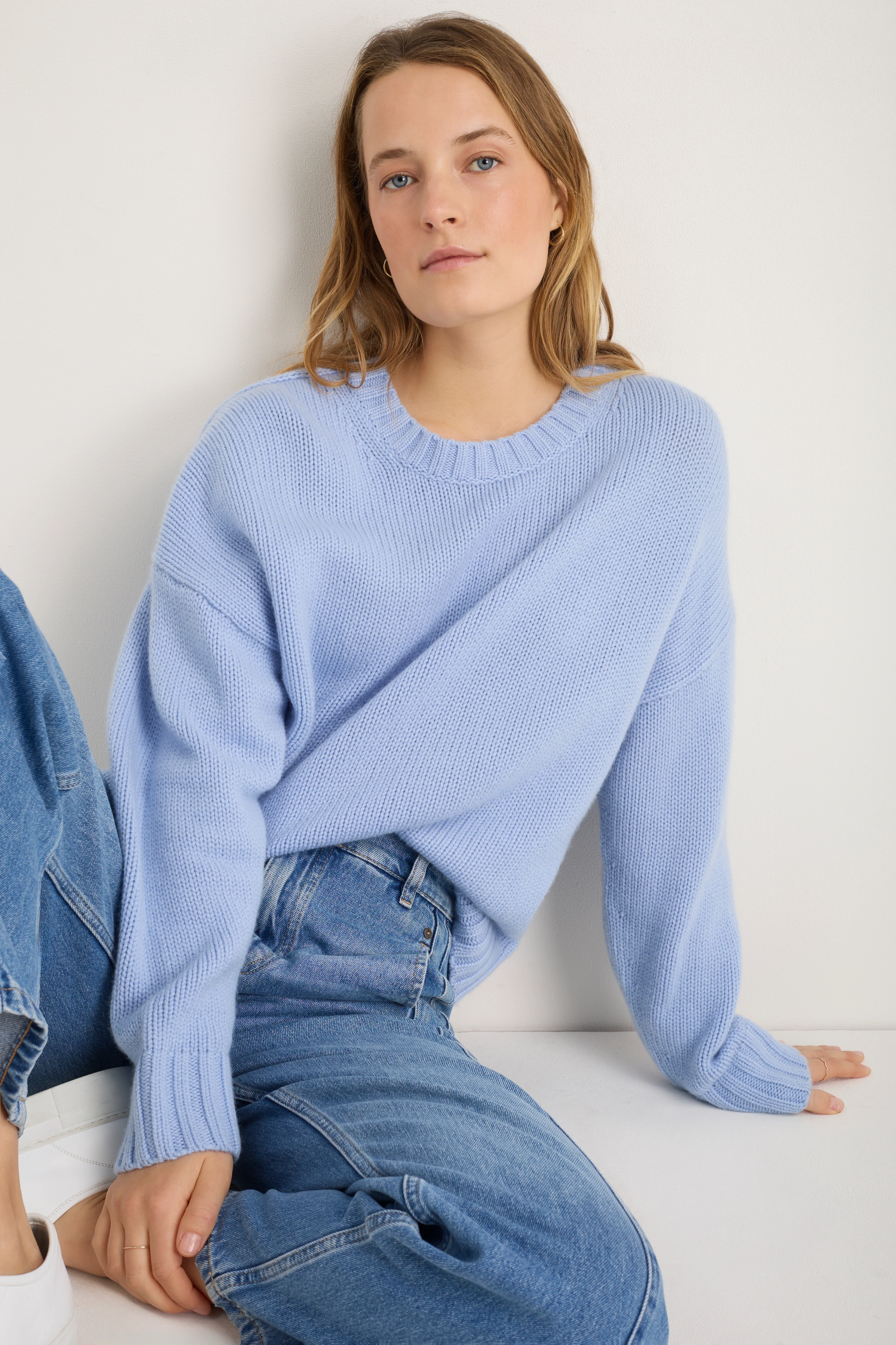 Liana Chunky Crew Neck Jumper - Sky Blue - Image 3