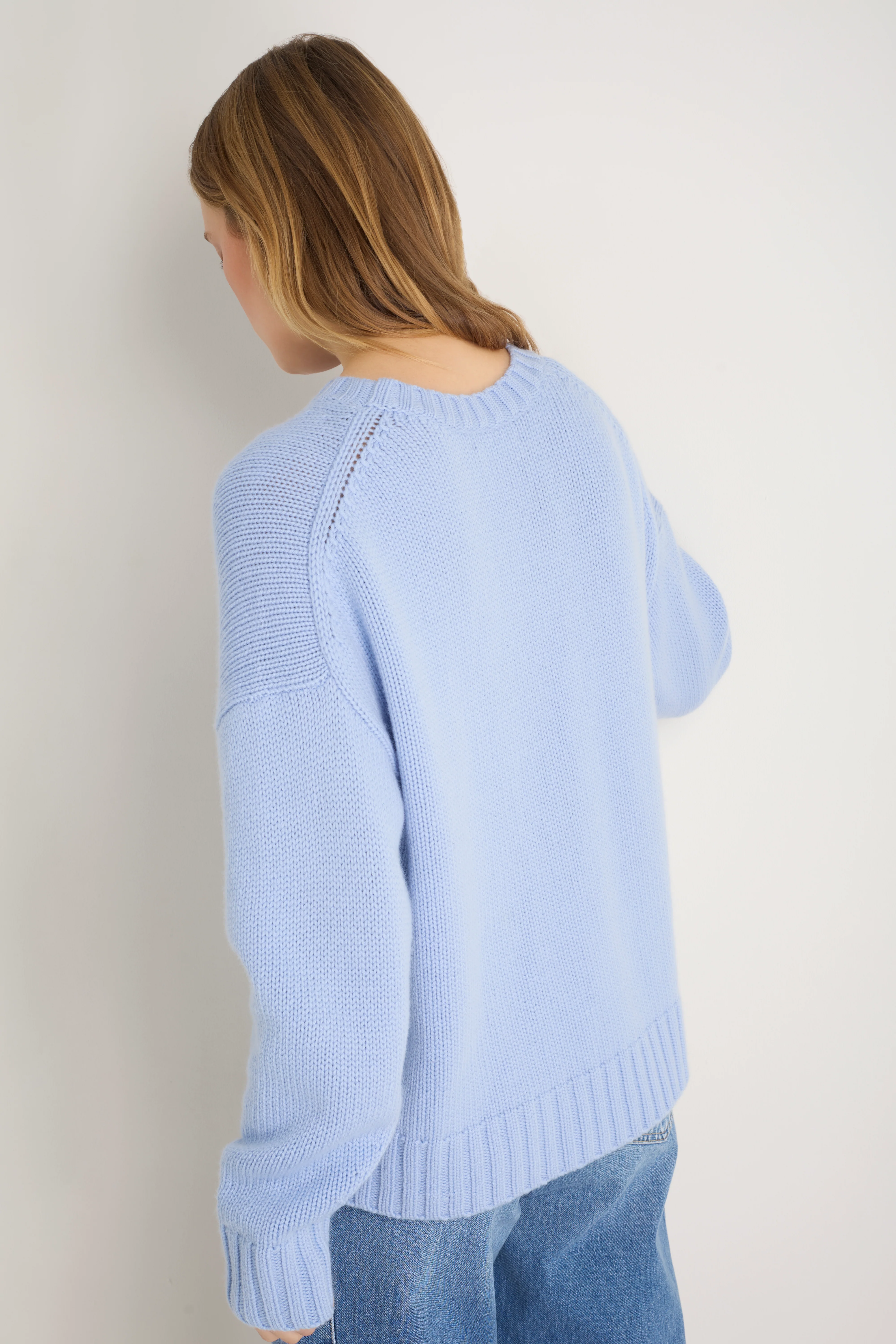 Liana Chunky Crew Neck Jumper - Sky Blue - Image 5