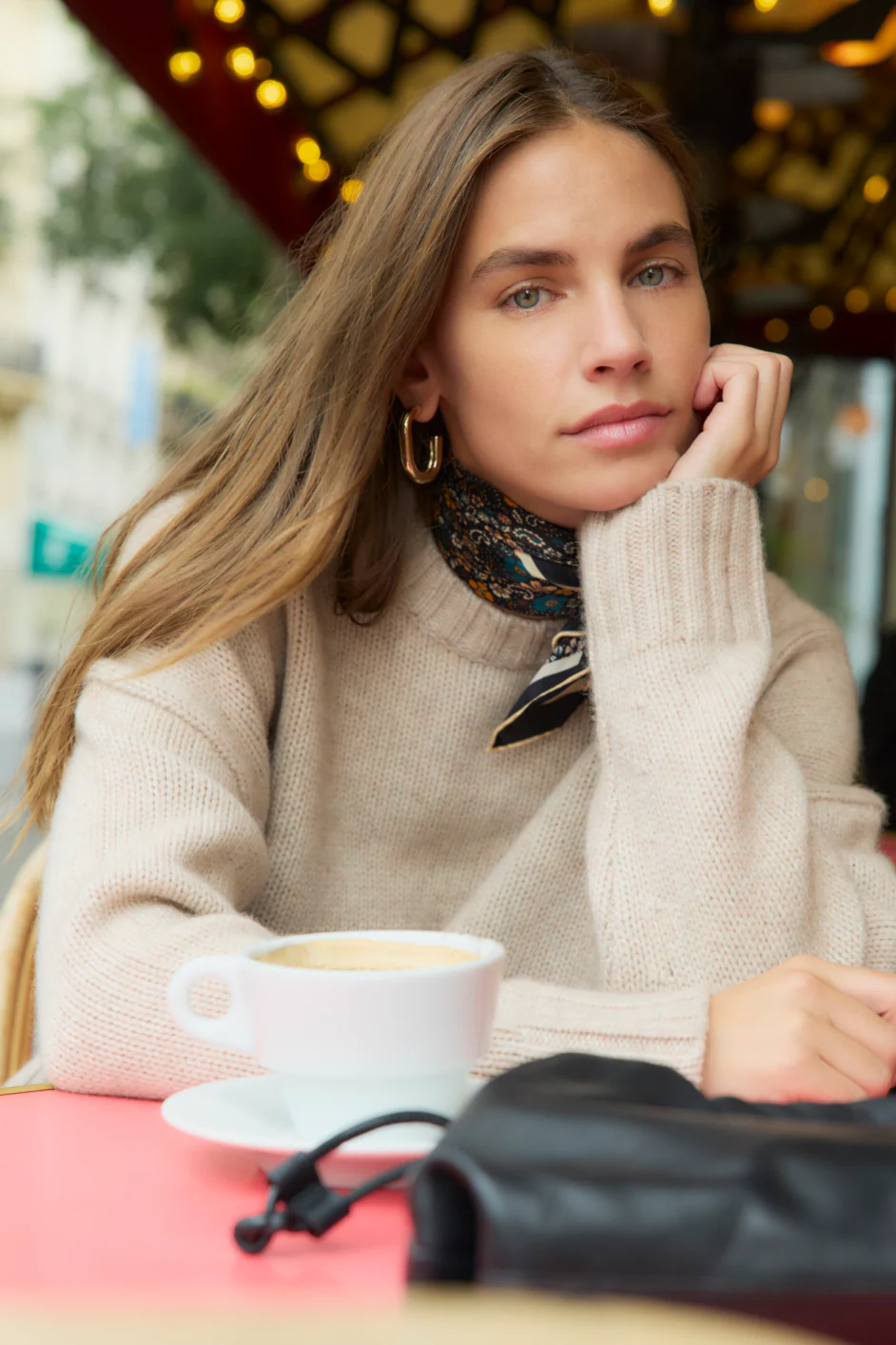 Liana Chunky Crew Neck Jumper - Taupe - Image 3