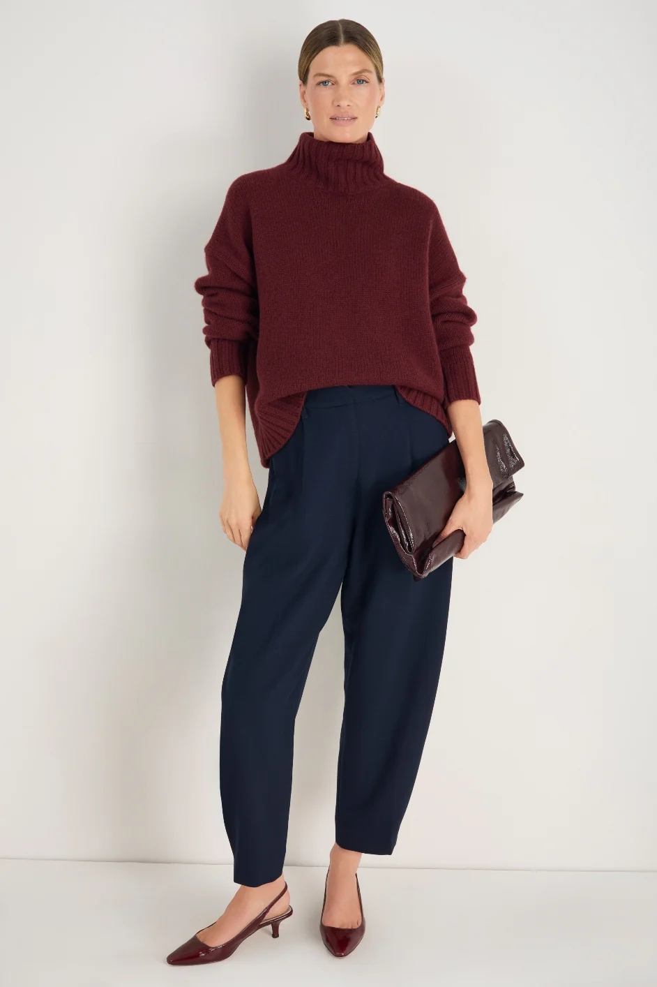 Liana Chunky Funnel Neck Jumper - Deep Fig - Image 3