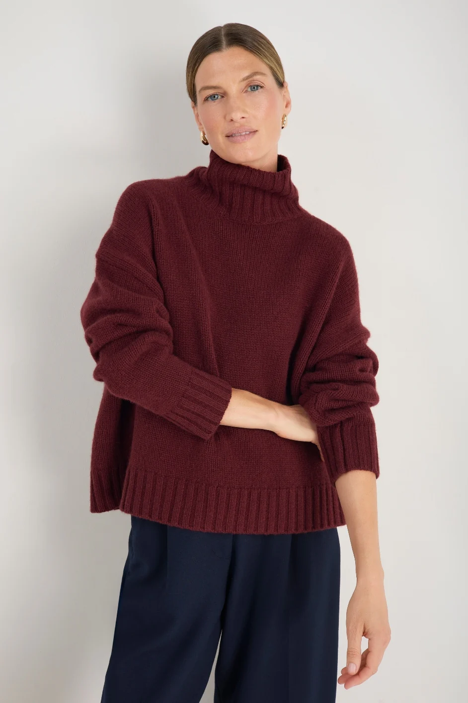 Liana Chunky Funnel Neck Jumper - Deep Fig - Image 5