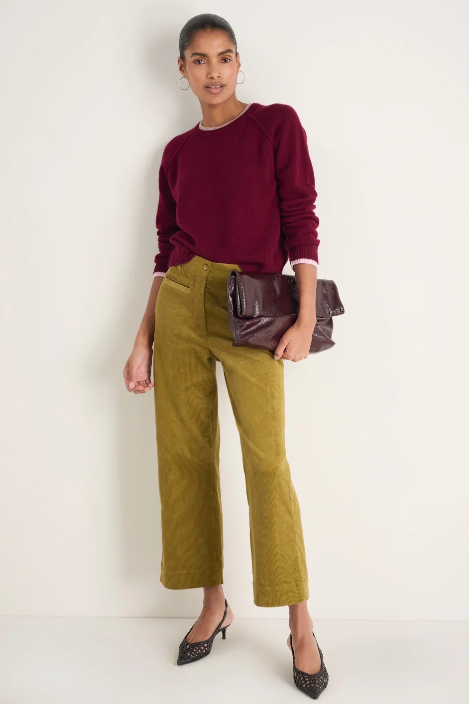 Liana Pin Cord Trouser - Dark Chartreuse - Image 5
