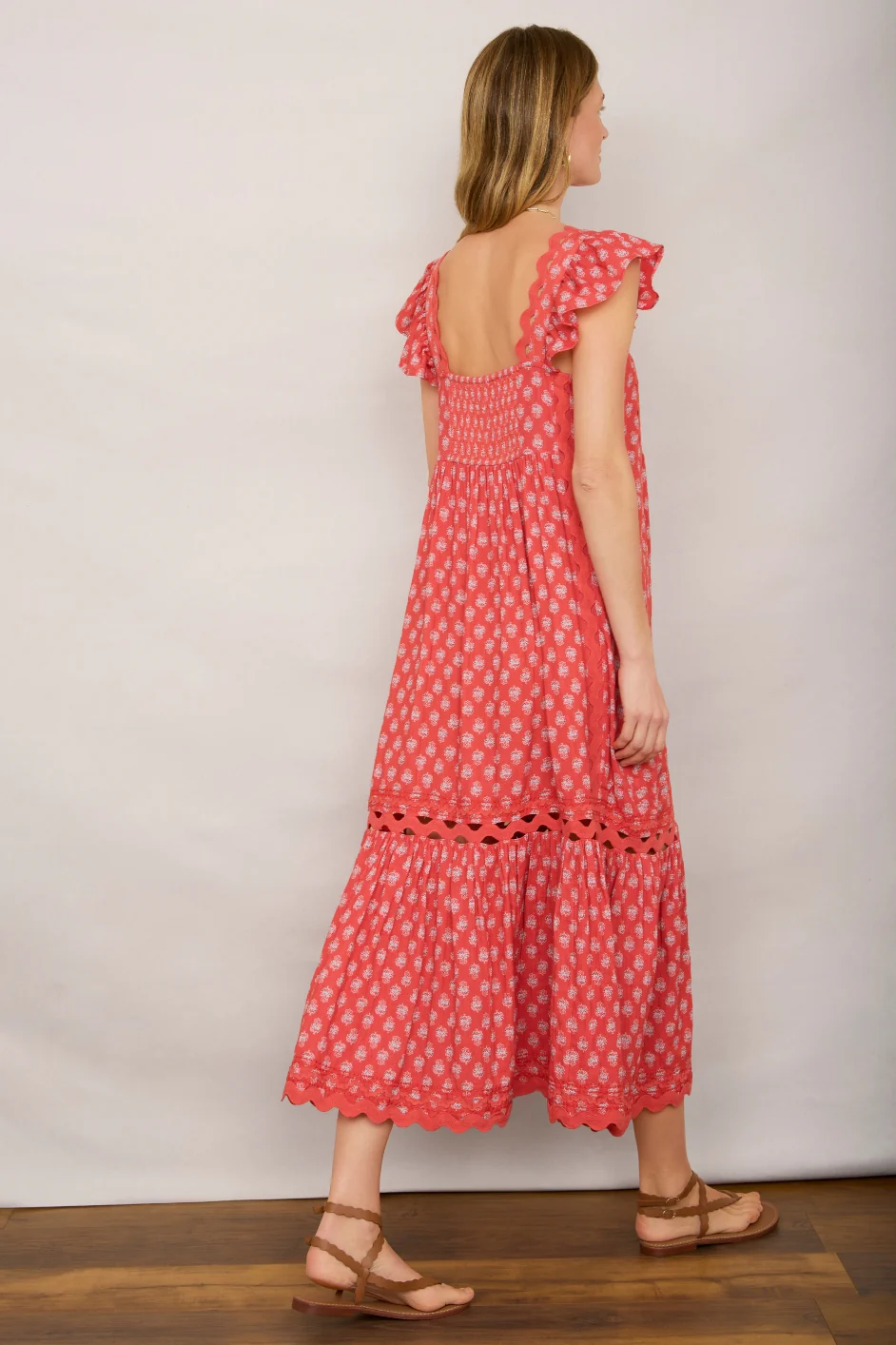 Liliana Dress - Coral Woodblock - Image 5