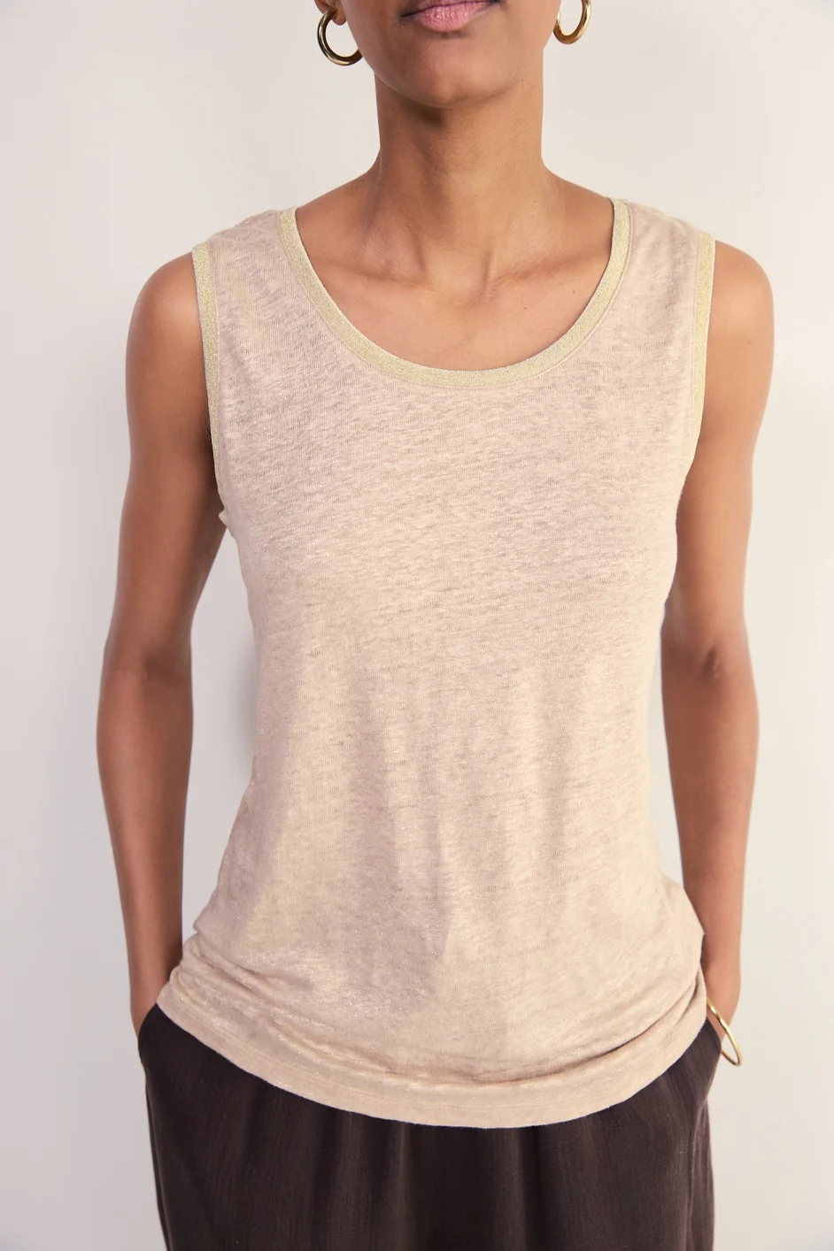 Lily Linen Tank - Oat Shimmer - Image 3