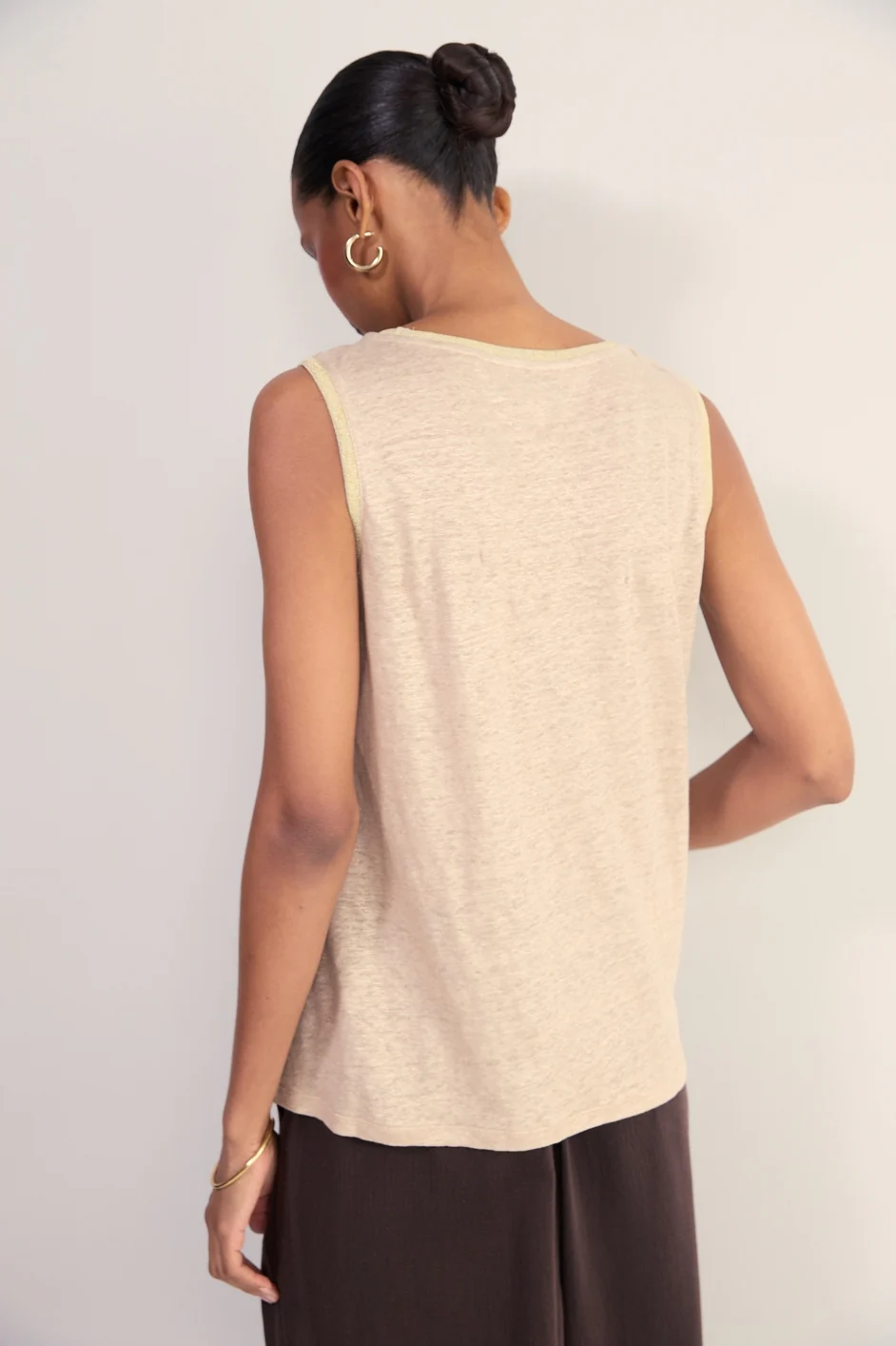 Lily Linen Tank - Oat Shimmer - Image 4