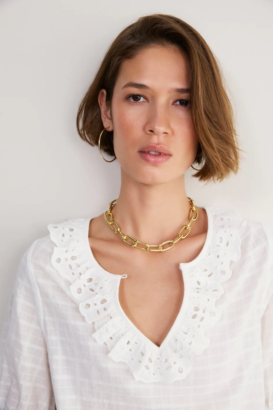Lucie Broderie Top - White - Image 2