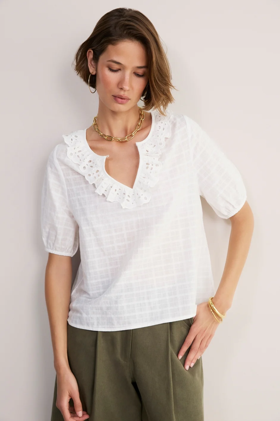 Lucie Broderie Top - White - Image 3