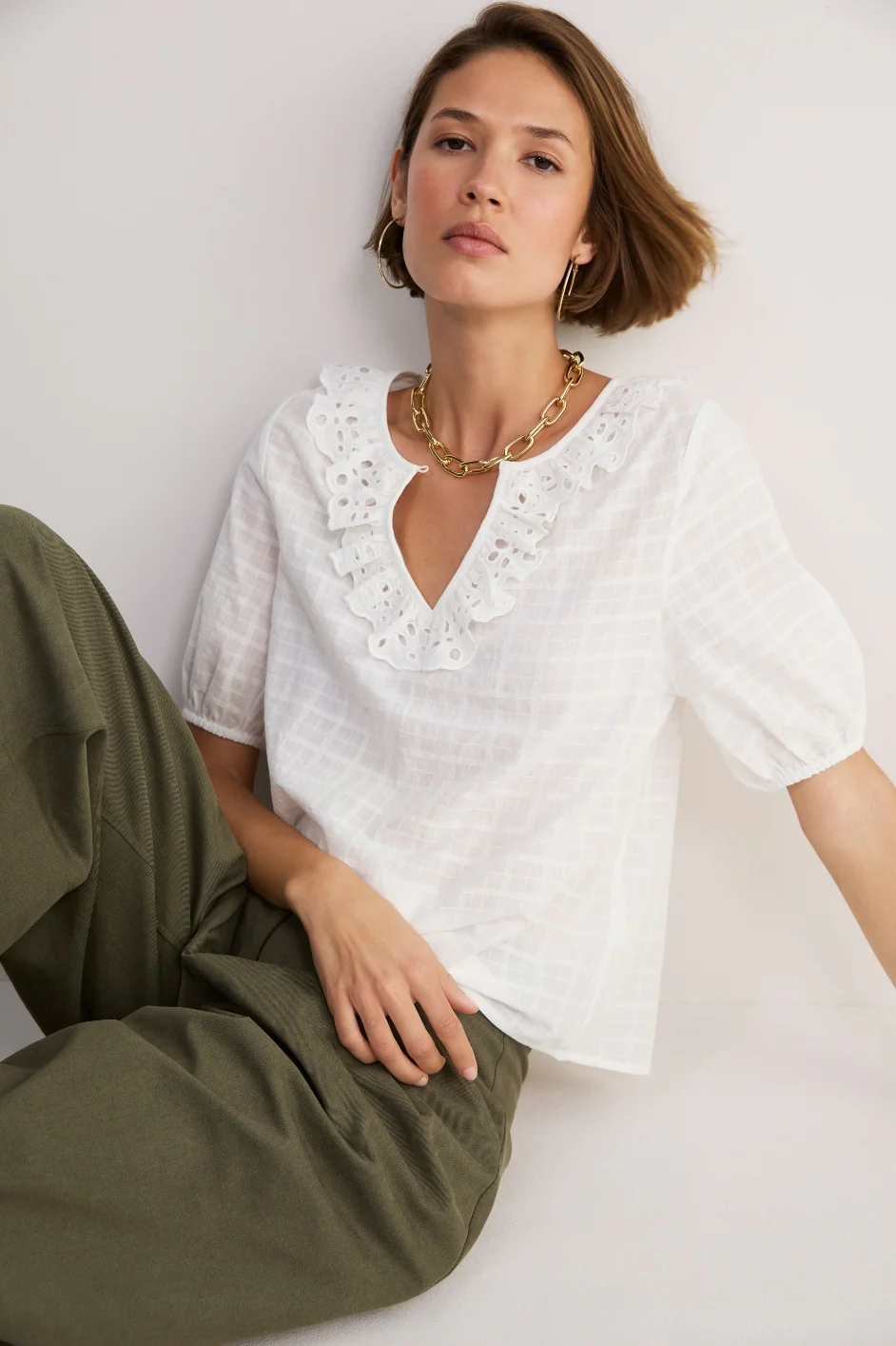 Lucie Broderie Top - White - Image 5