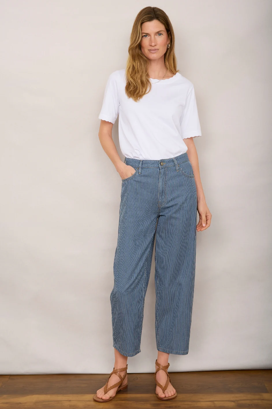 Lula Barrel Jean - Blue/Ivory Stripe - Image 2