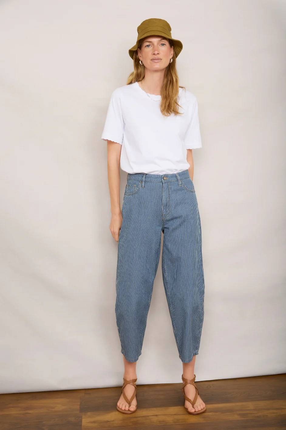 Lula Barrel Jean - Blue/Ivory Stripe - Image 5