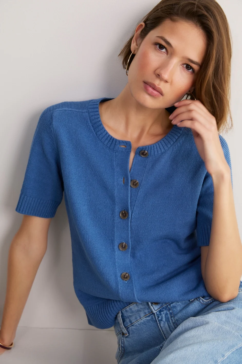 Luna Linen Cotton Cardigan - Coastal Blue - Image 4