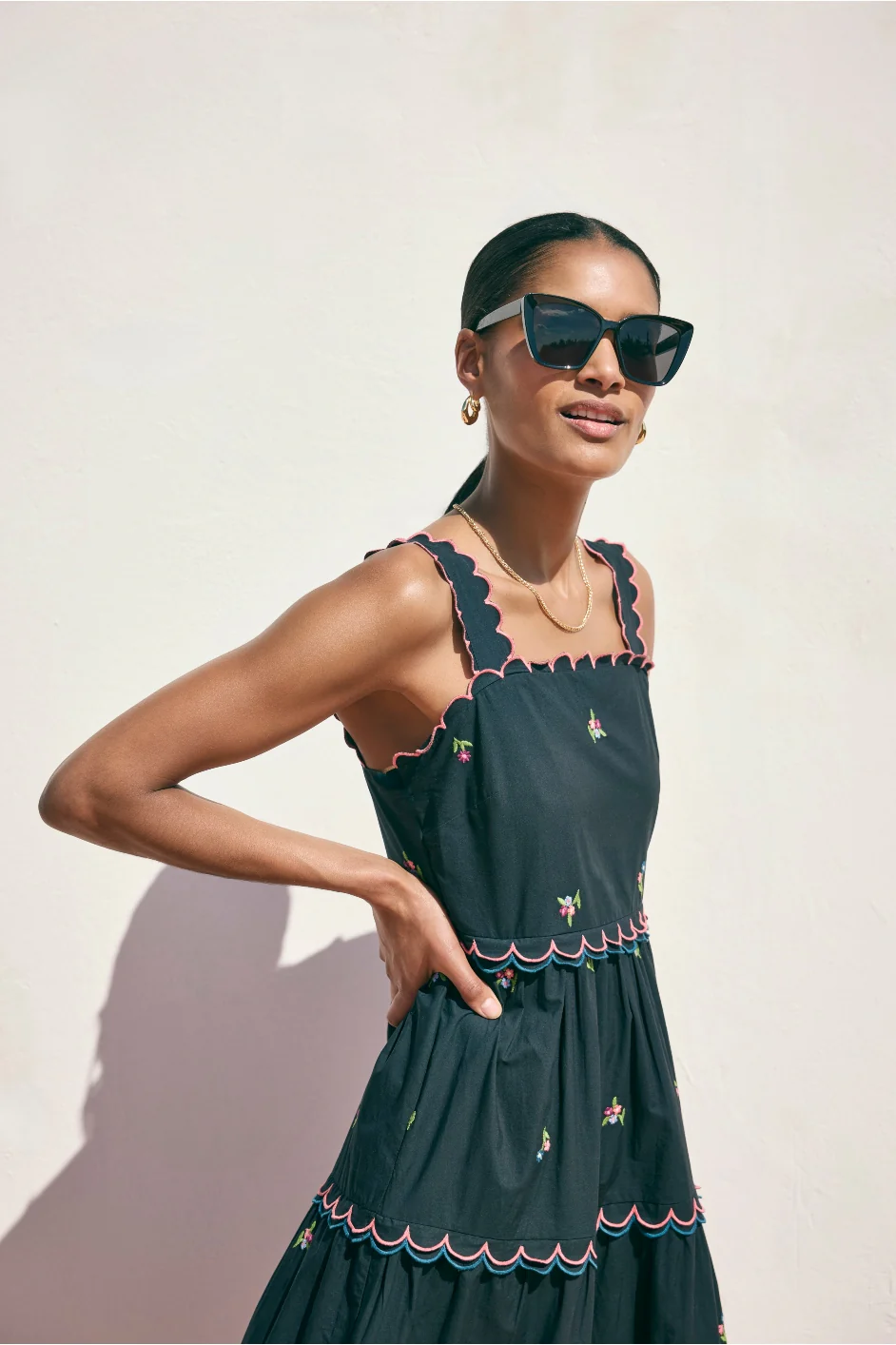 Lydia Sundress - Black Floral Embroidery - Image 2