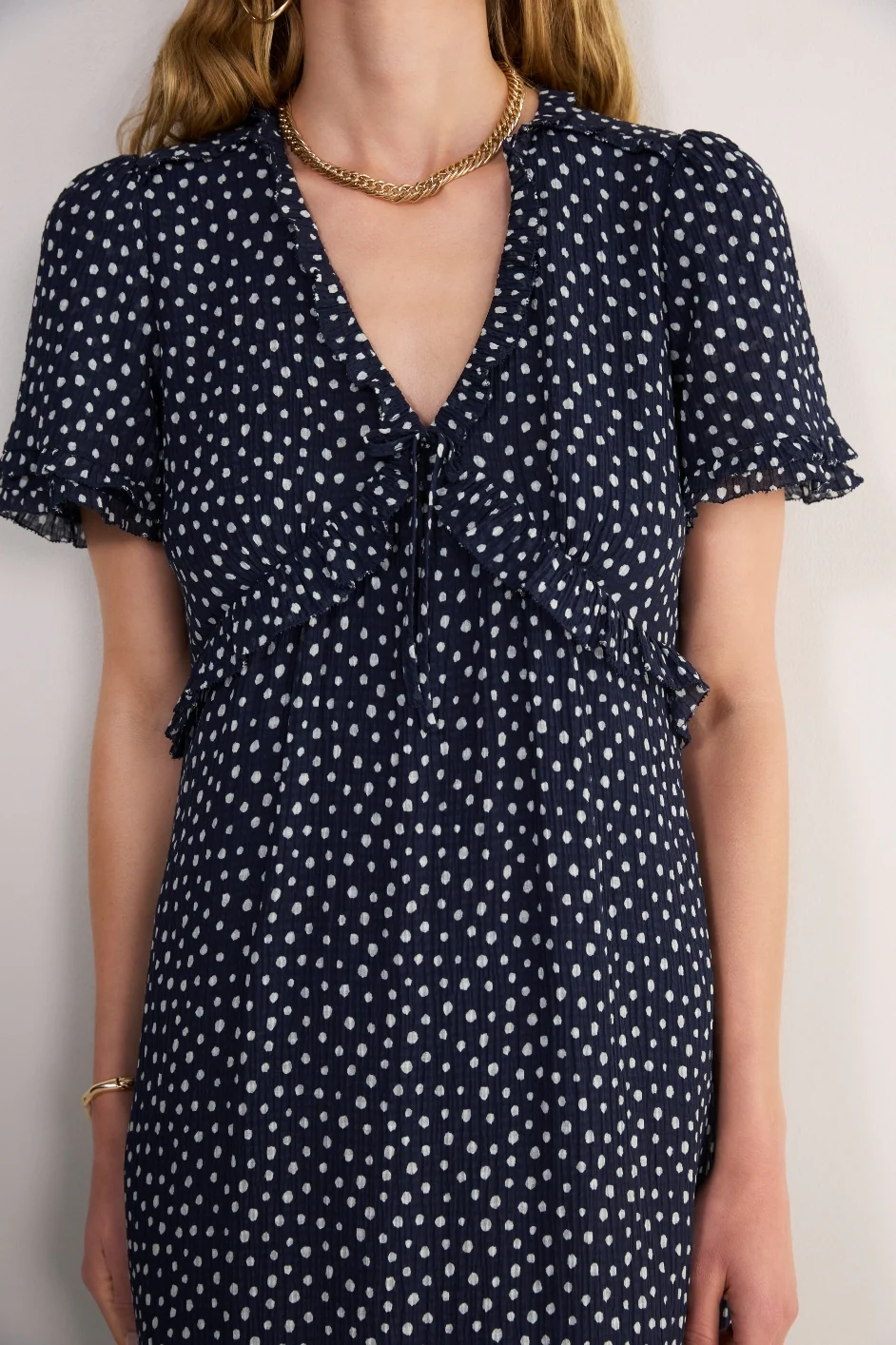 Lyra Silk Blend Dress - Midnight Spot - Image 2
