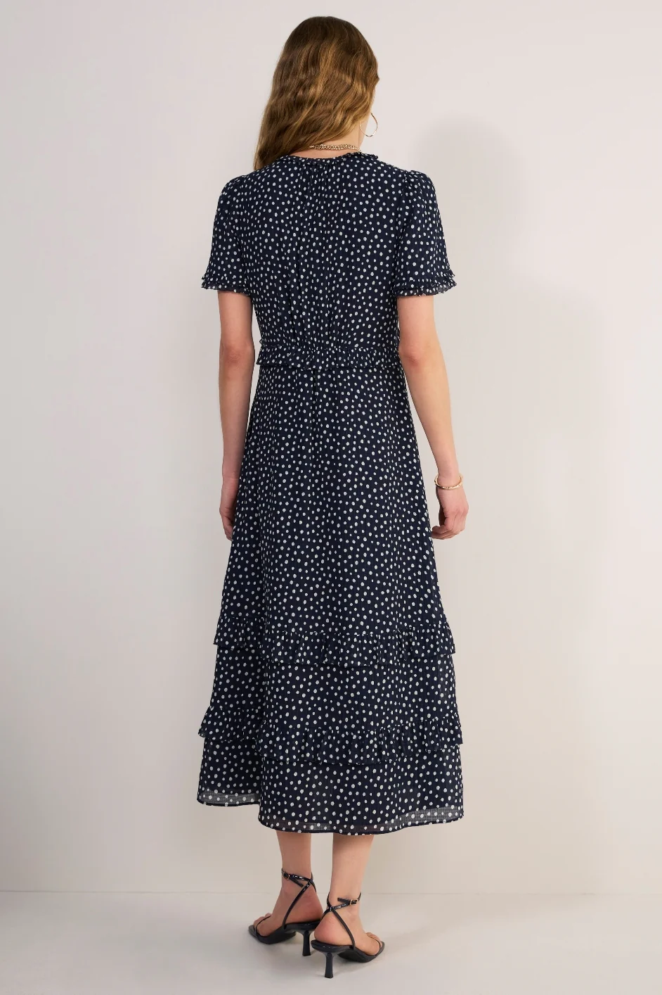 Lyra Silk Blend Dress - Midnight Spot - Image 3