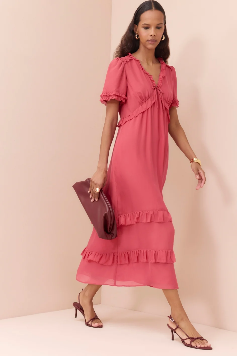 Lyra Silk Dress - Berry Crush