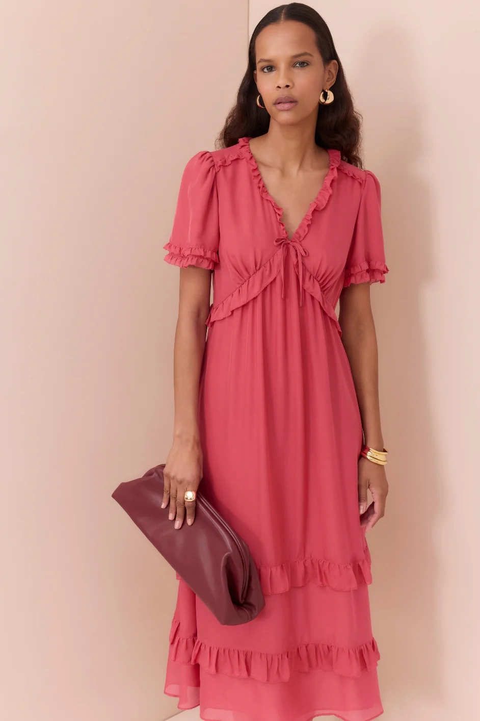 Lyra Silk Dress - Berry Crush - Image 2