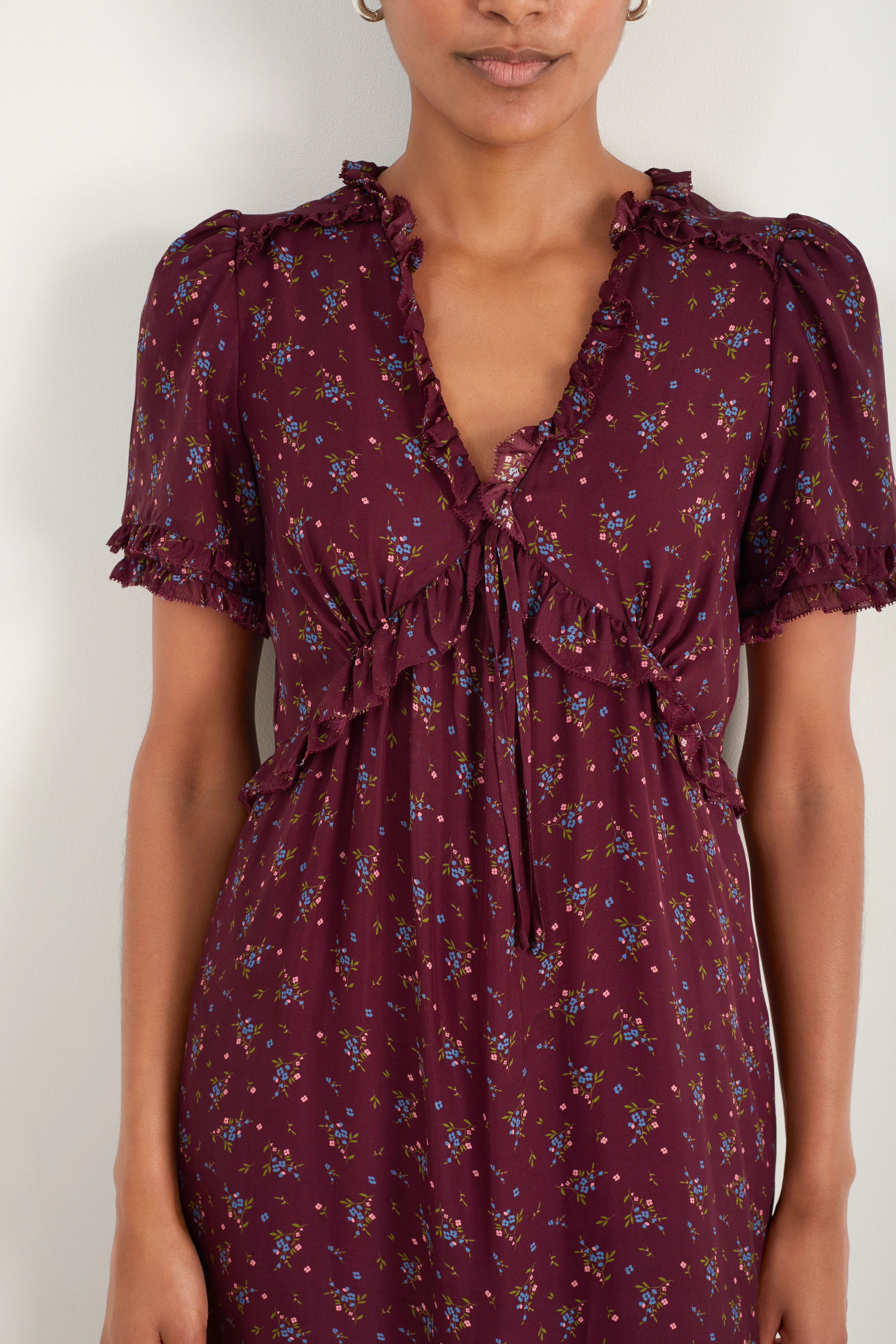 Lyra Silk Dress - Deep Fig Floral - Image 2