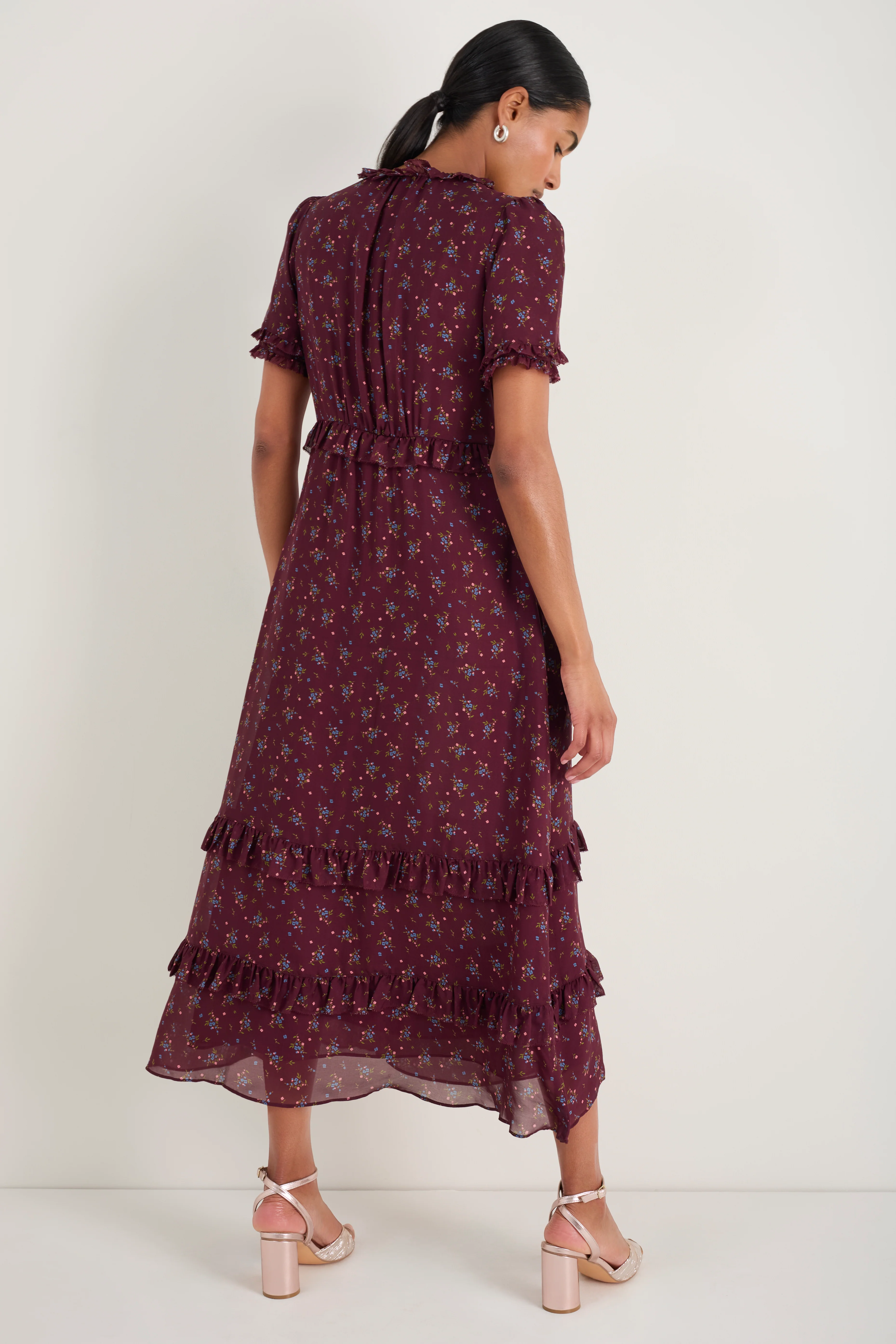 Lyra Silk Dress - Deep Fig Floral - Image 3