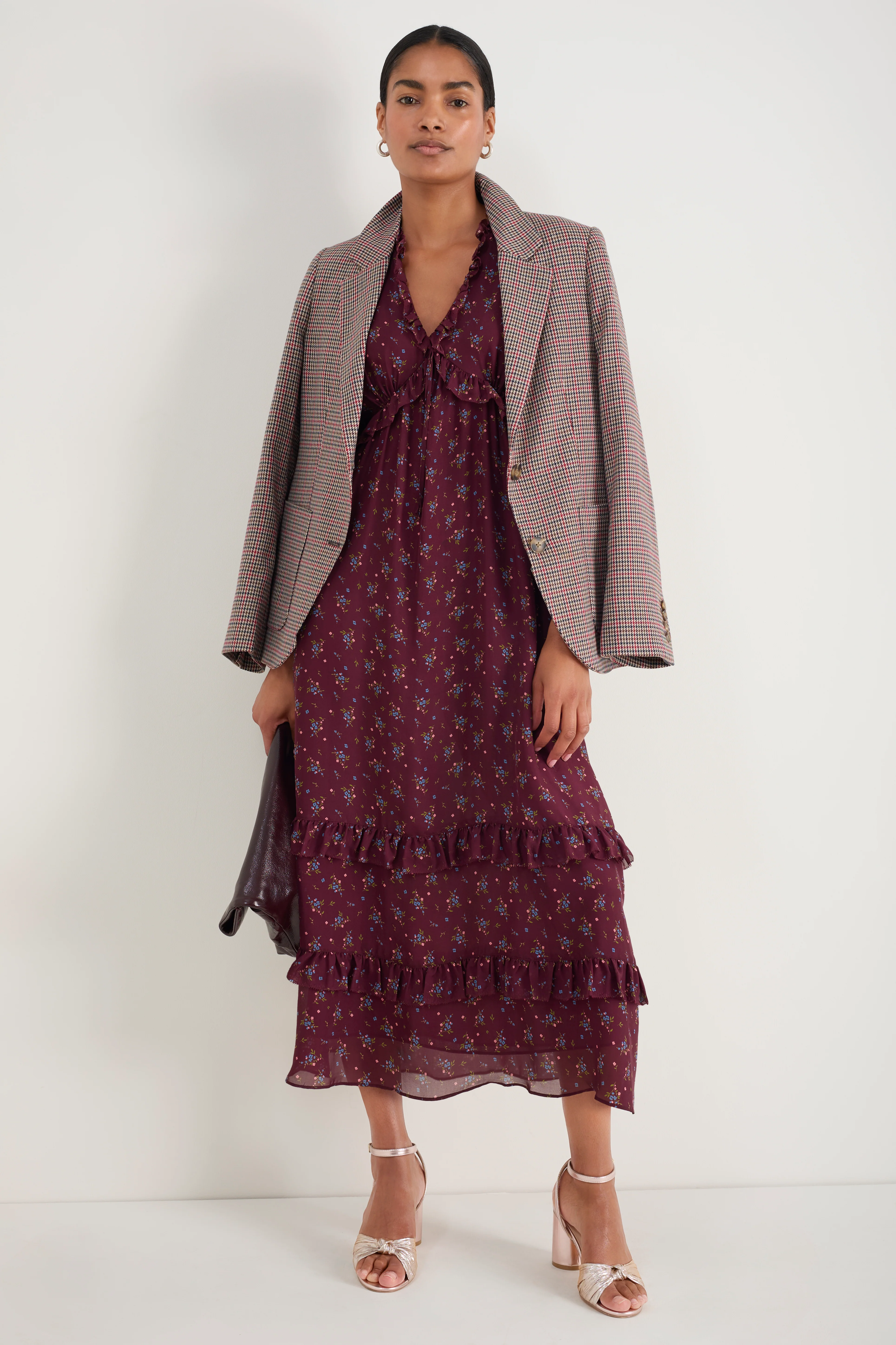 Lyra Silk Dress - Deep Fig Floral - Image 4
