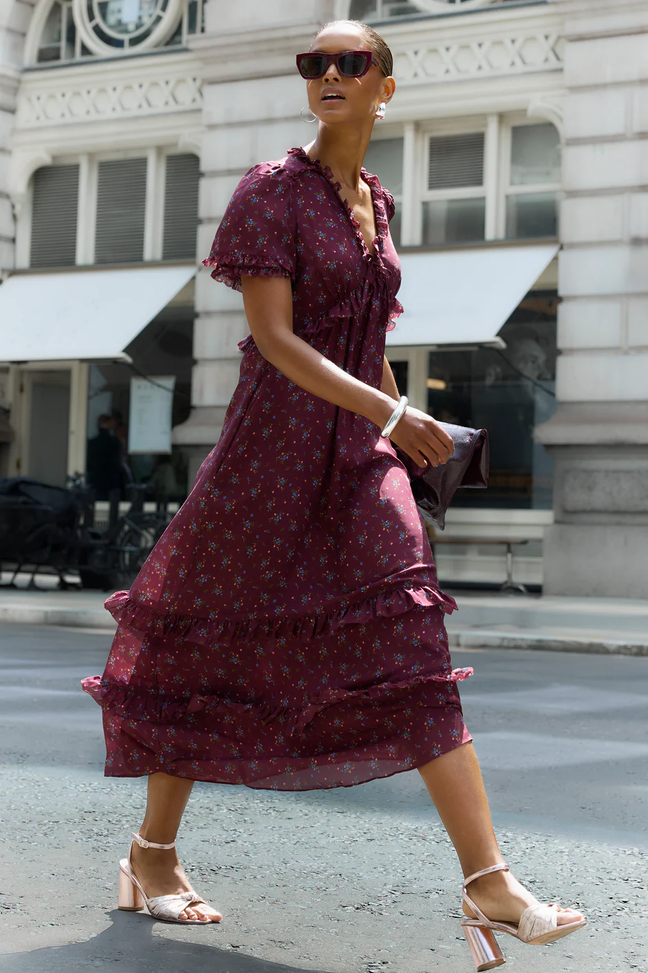 Lyra Silk Dress - Deep Fig Floral - Image 5